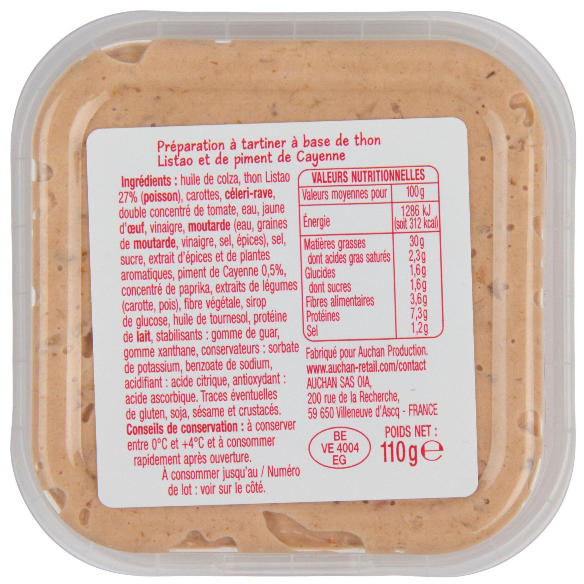 Voir la diapositive 2 : POUCE Tartinable thon piquant 110g