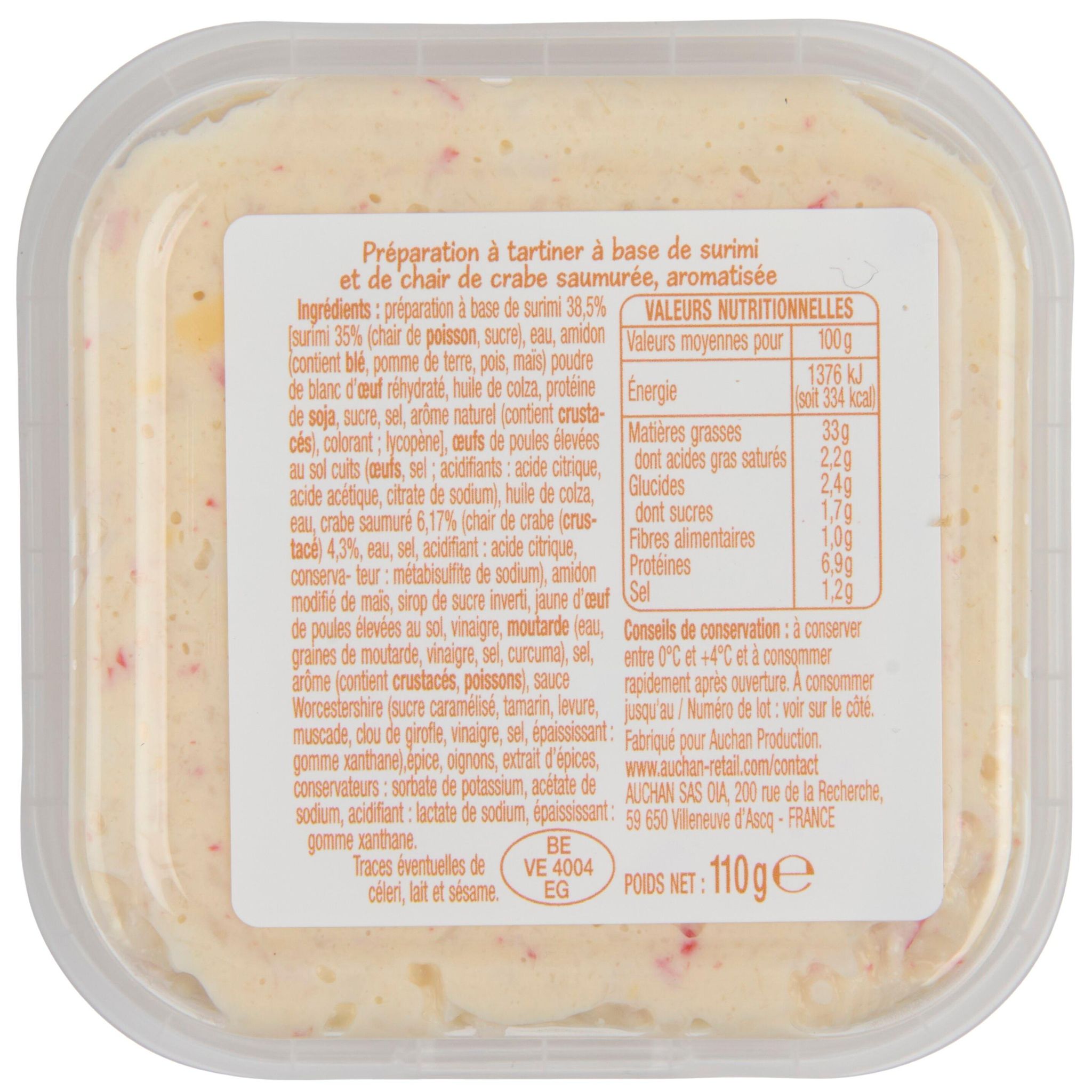 Voir la diapositive 3 : POUCE Tartinable surimi crabe 110g