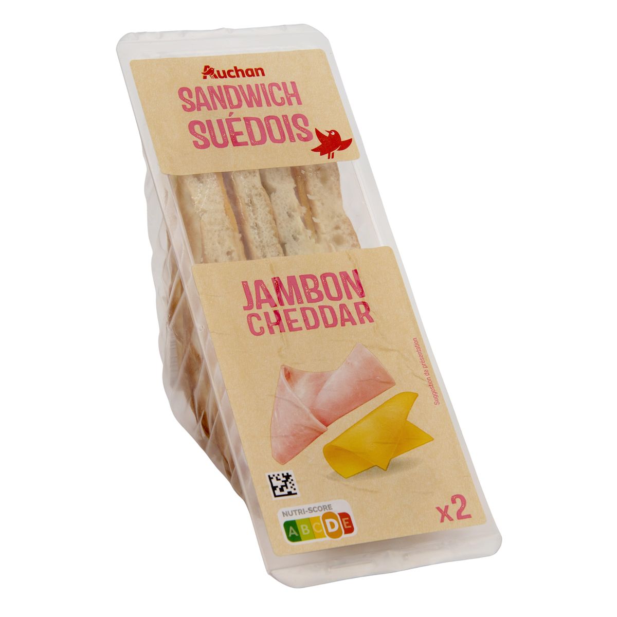 AUCHAN Sandwich suédois jambon cheddar 135g