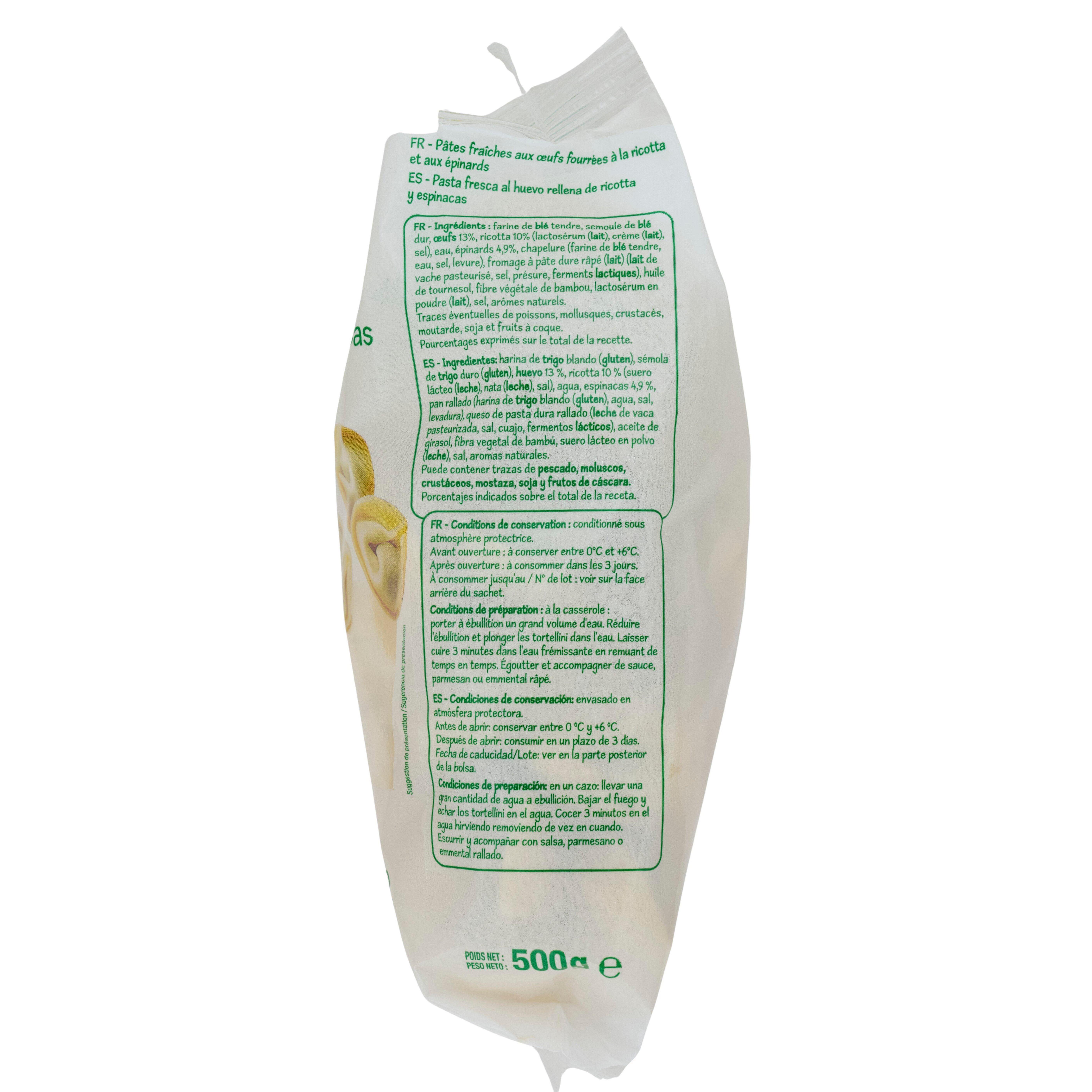 Voir la diapositive 2 : POUCE Tortellini ricotta épinards 500g