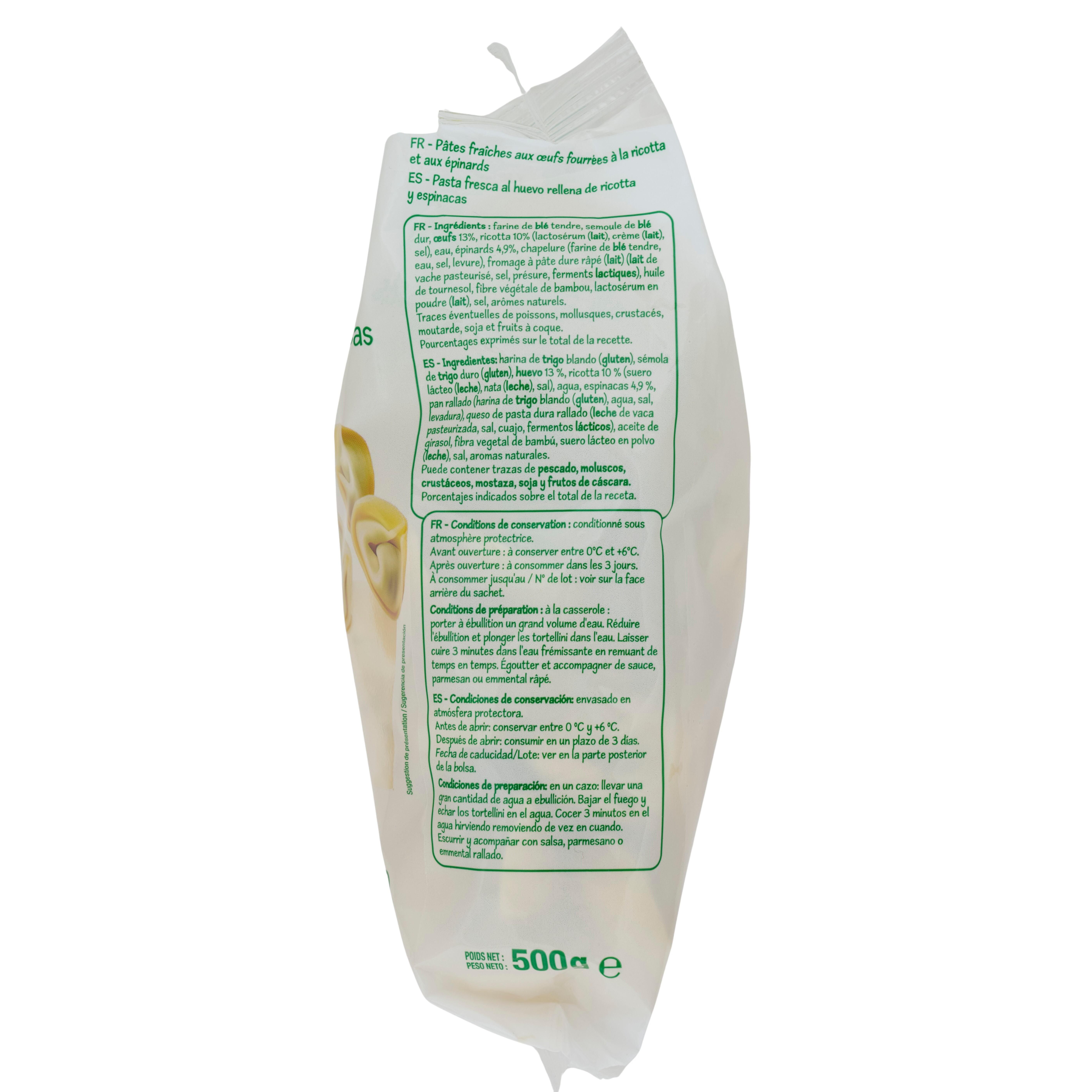 Voir la diapositive 4 : POUCE Tortellini ricotta épinards 500g
