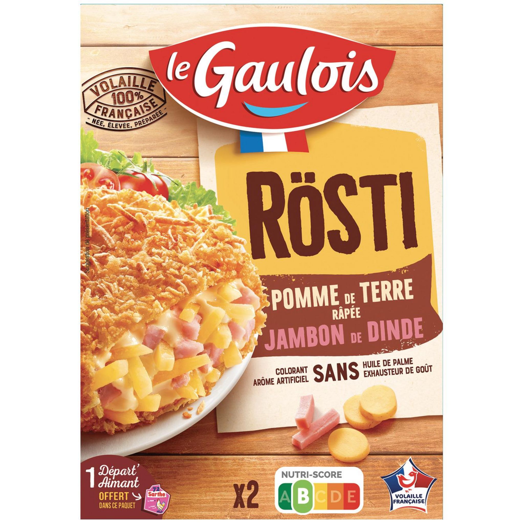 LE GAULOIS Rousti pomme de terre rapée et jambon de dinde 2 pièces 200g