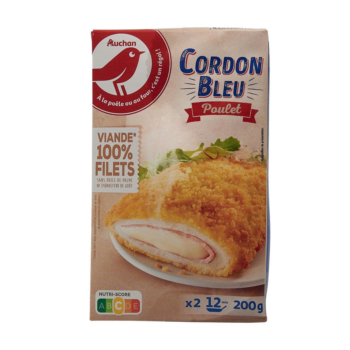 AUCHAN Cordon bleu de poulet 2 pièces 200g