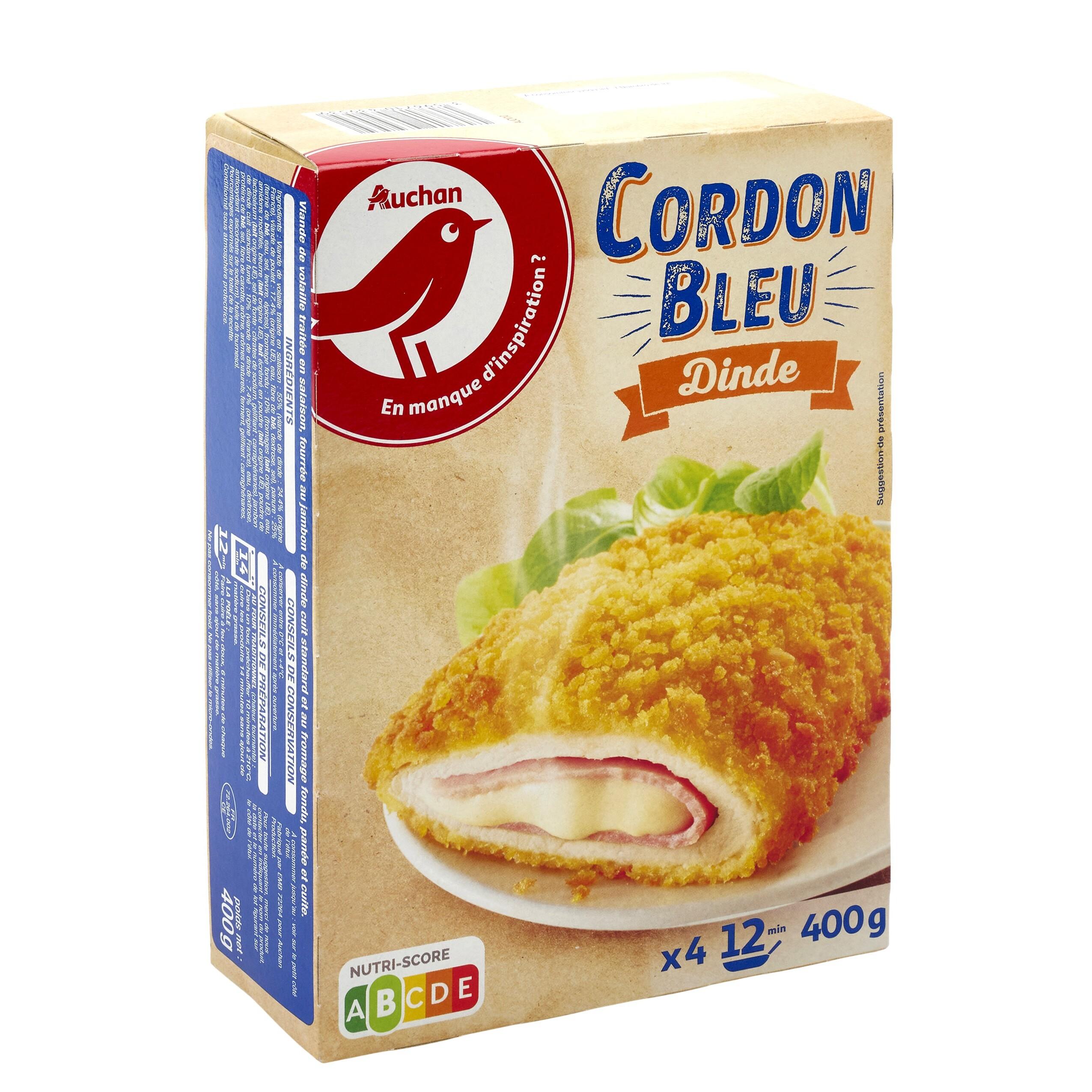 Voir la diapositive 4 : AUCHAN Cordon bleu de dinde 4 pièces 400g