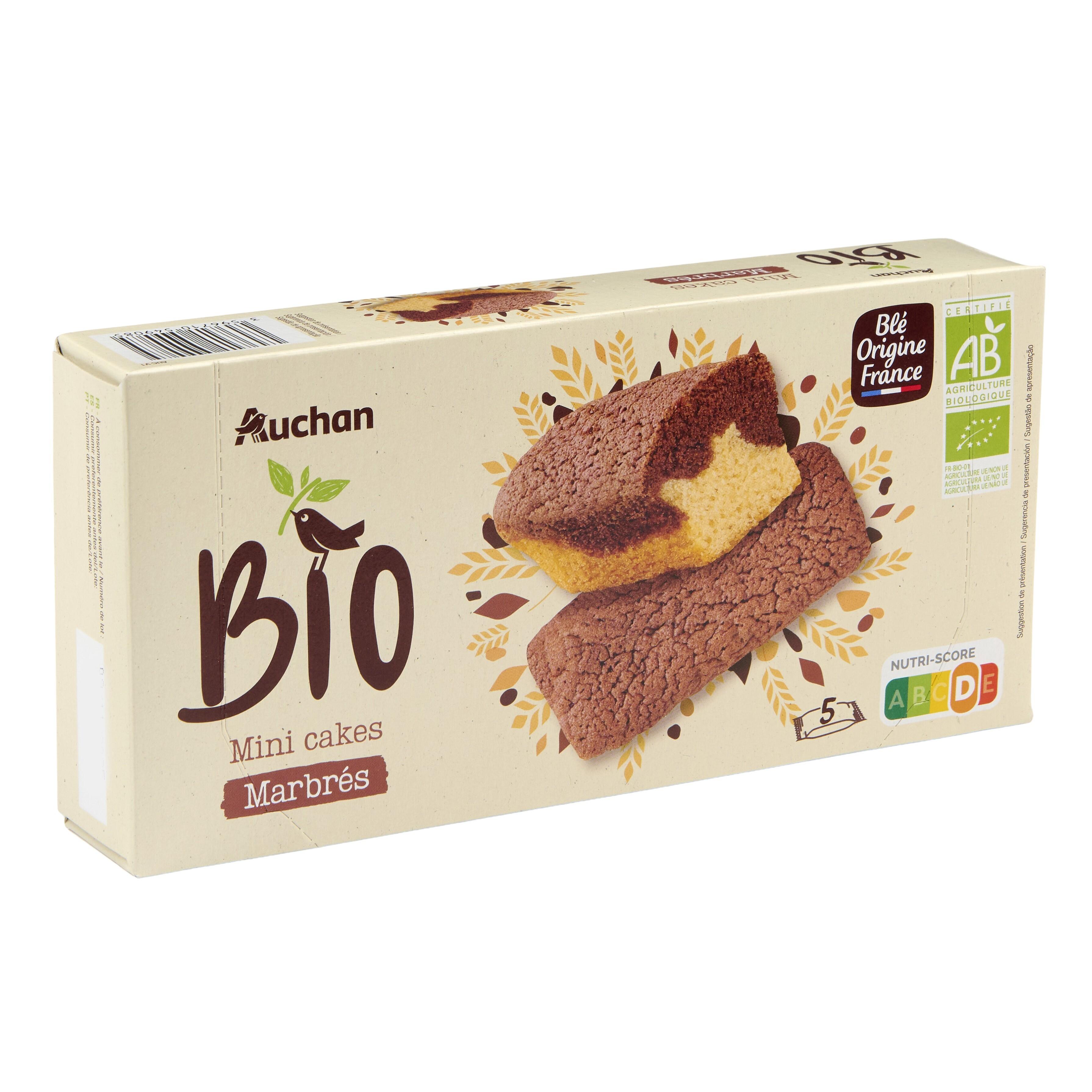 Voir la diapositive 3 : AUCHAN BIO Mini cakes marbrés bio 150g