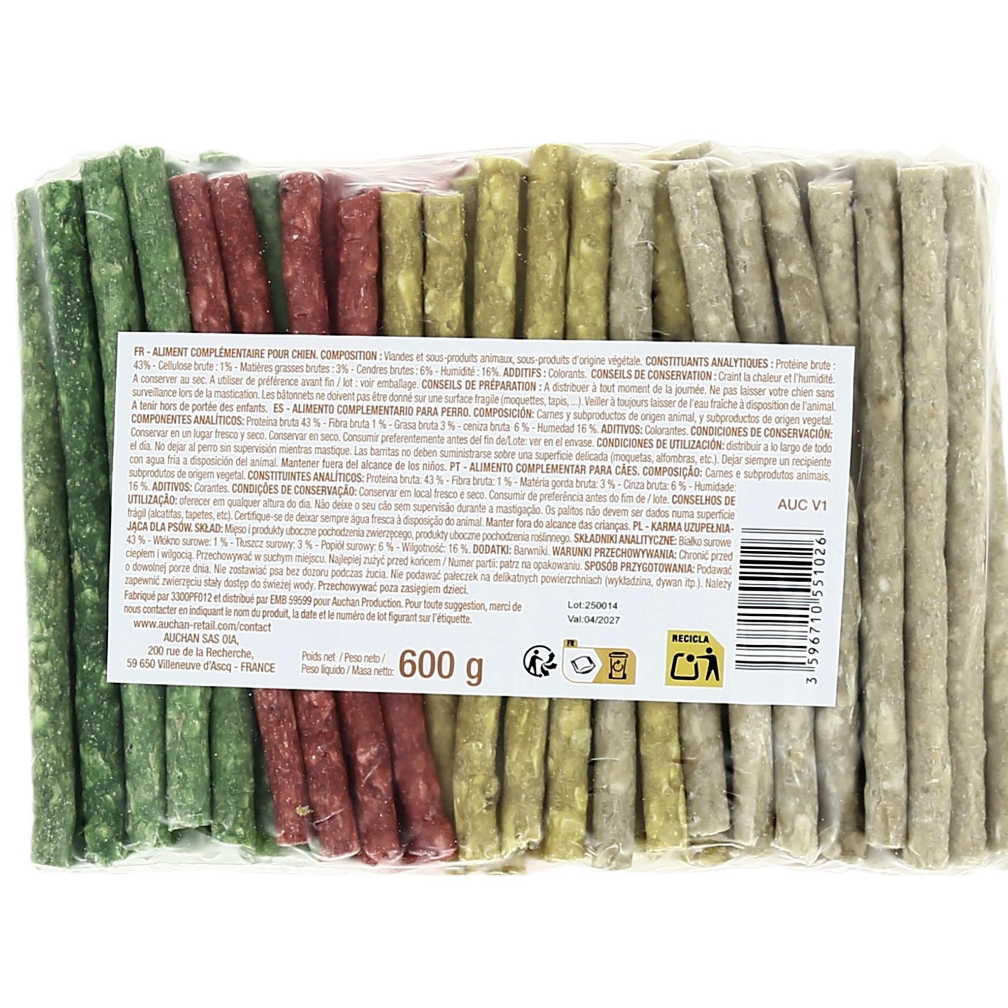 Voir la diapositive 3 : POUCE Bâtonnets agglomérés pour chien X 100 600g