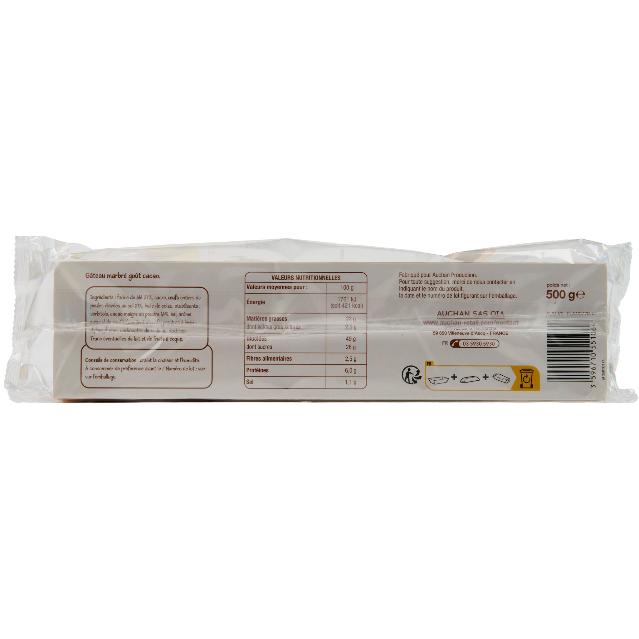 Voir la diapositive 2 : POUCE Gâteau marbré moelleux 500g