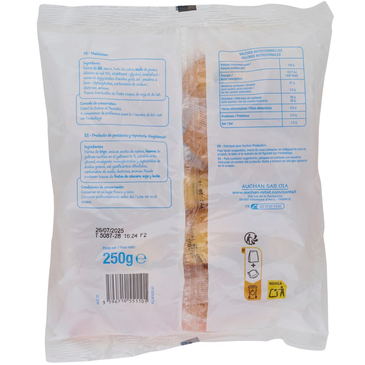 POUCE Madeleines coquilles 10 madeleines 250g