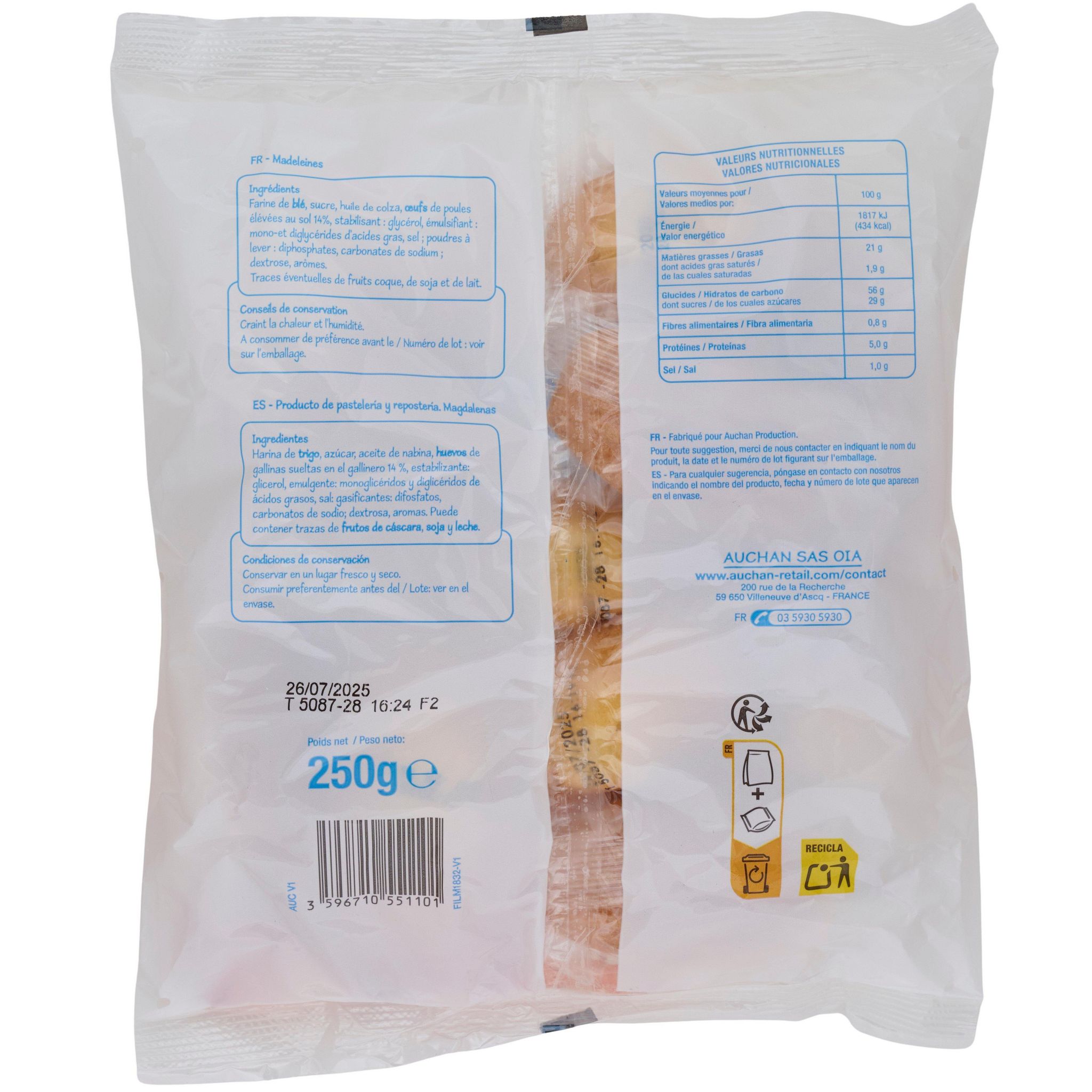 Voir la diapositive 2 : POUCE Madeleines coquilles 10 madeleines 250g