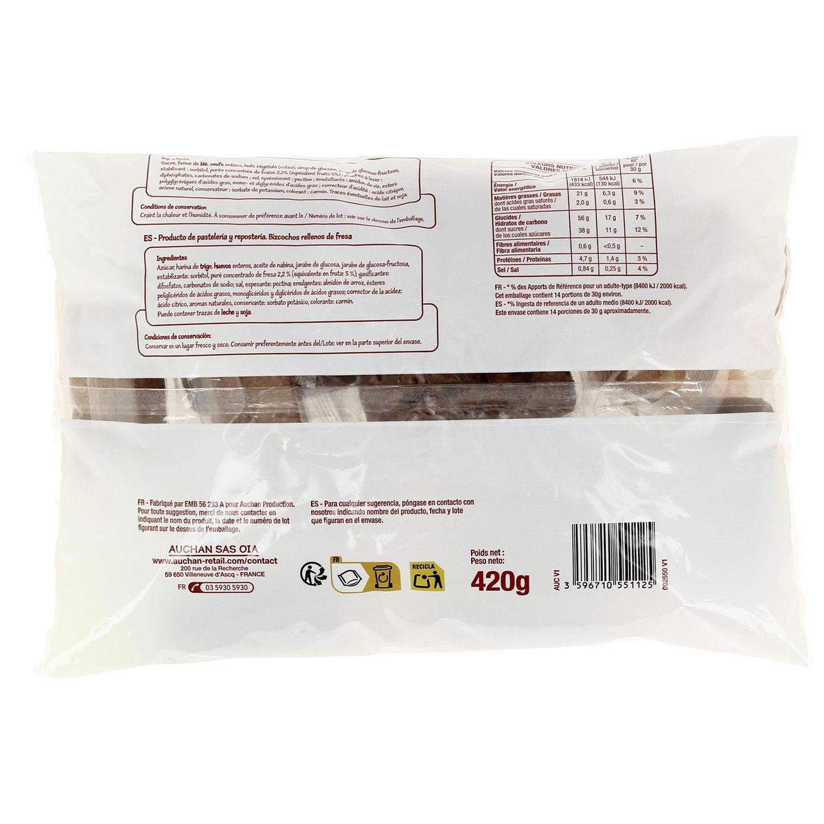 POUCE Mini cakes à la fraise 420g