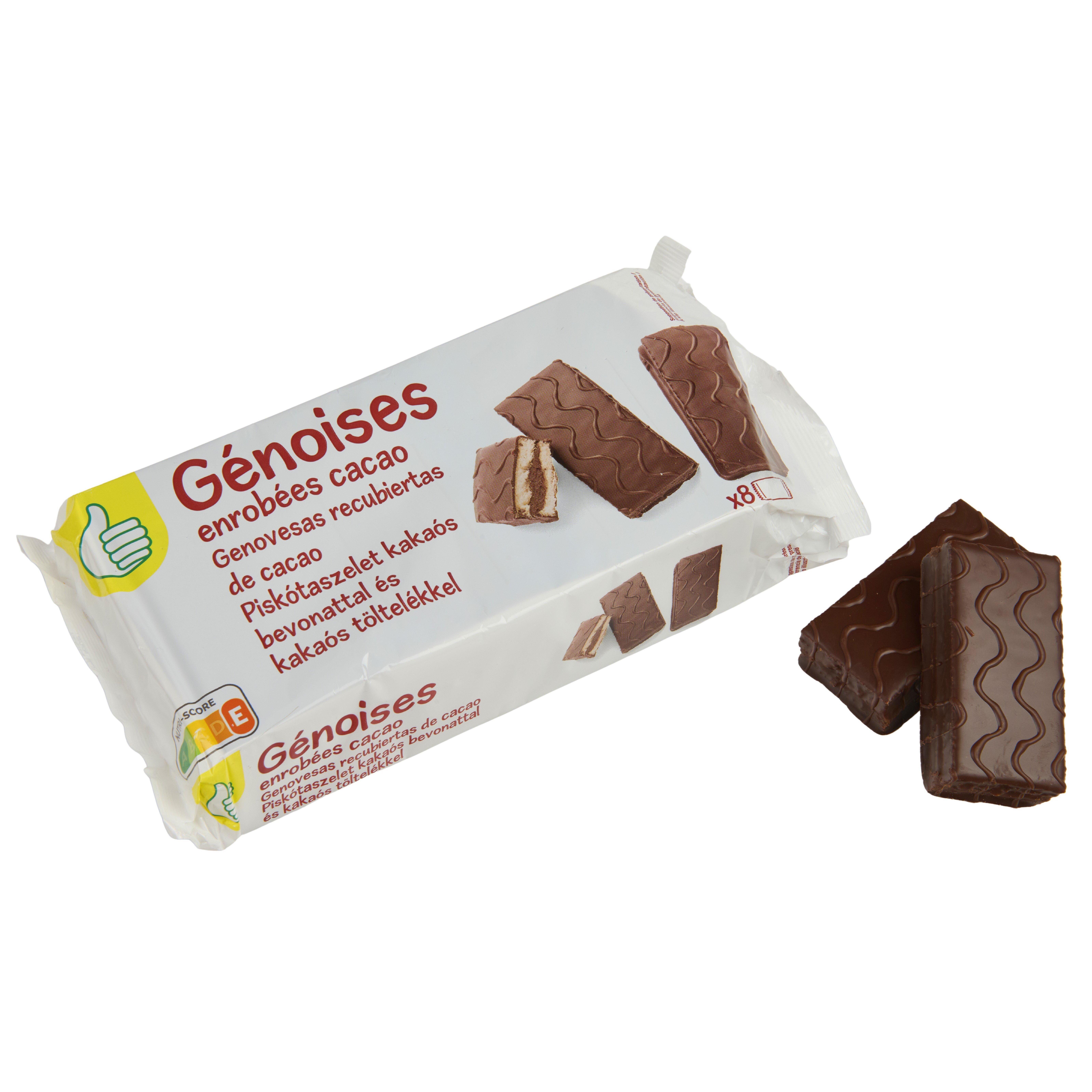 Voir la diapositive 4 : POUCE Génoises fourrées et enrobées au cacao 8 génoises 280g