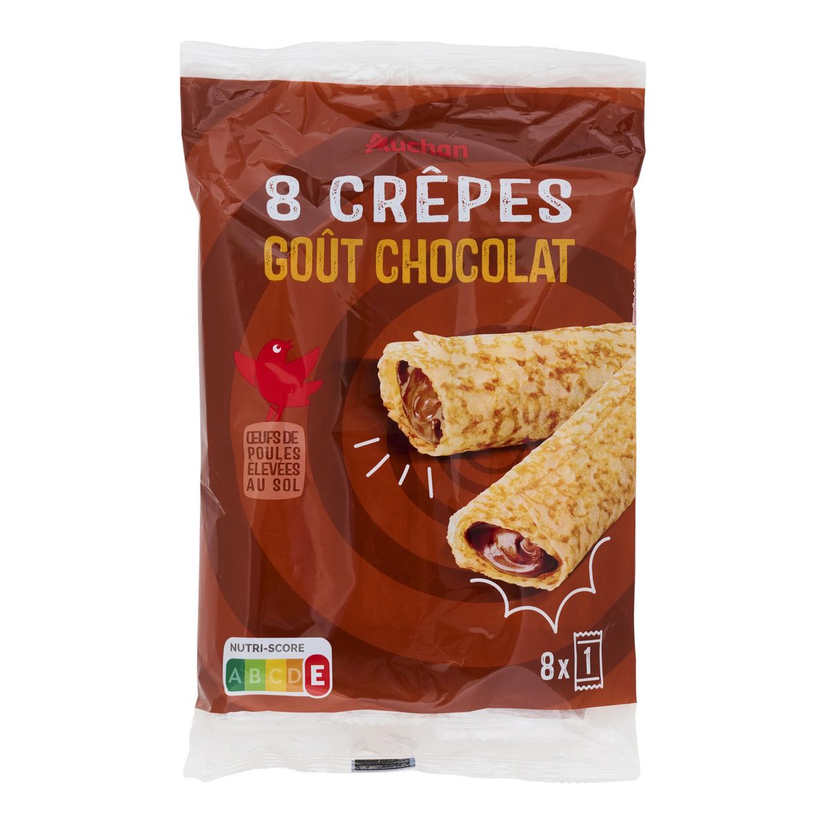 AUCHAN Crêpes fourrées au chocolat 8 crêpes 256g