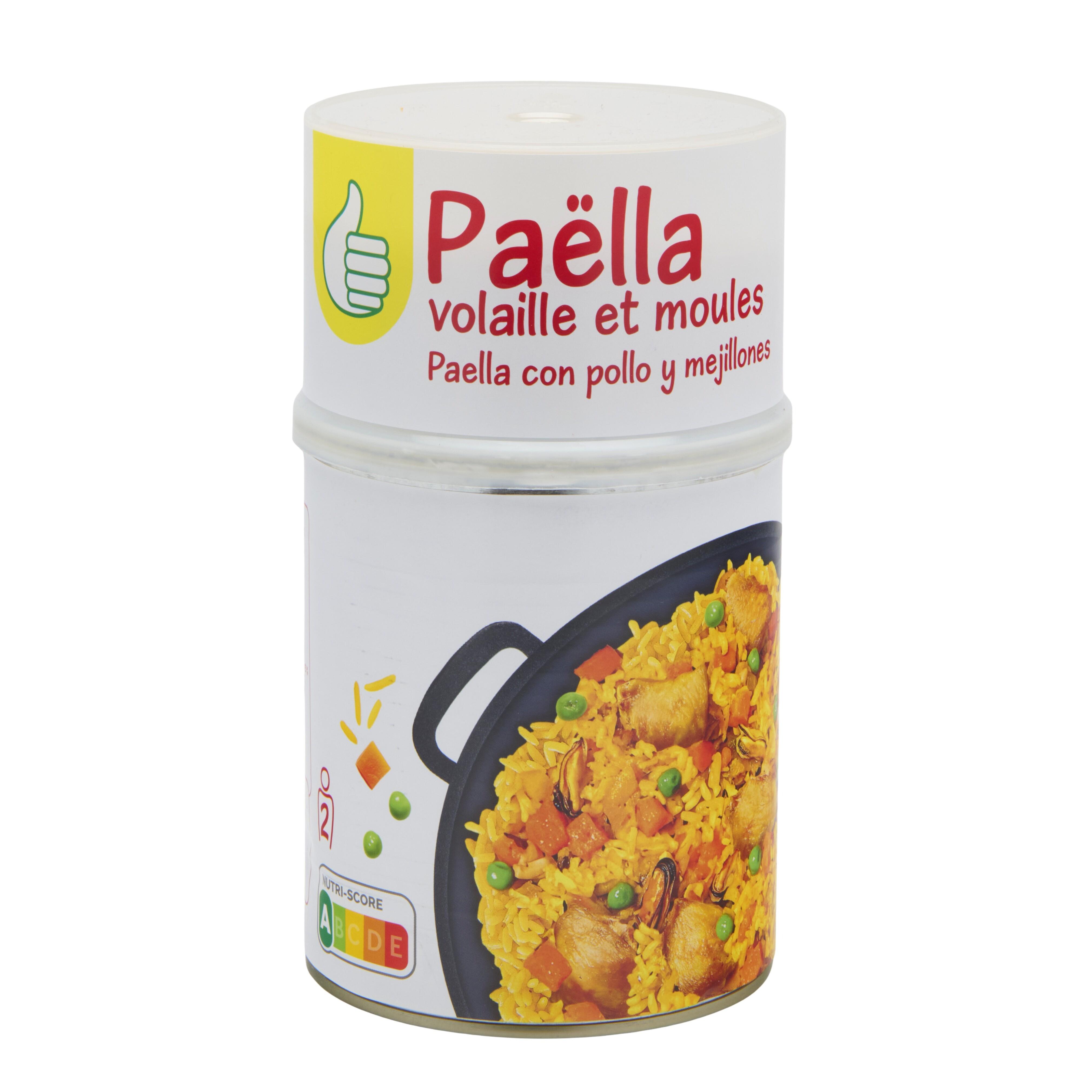 Voir la diapositive 2 : POUCE Paella volaille et moules 2 portions 1kg