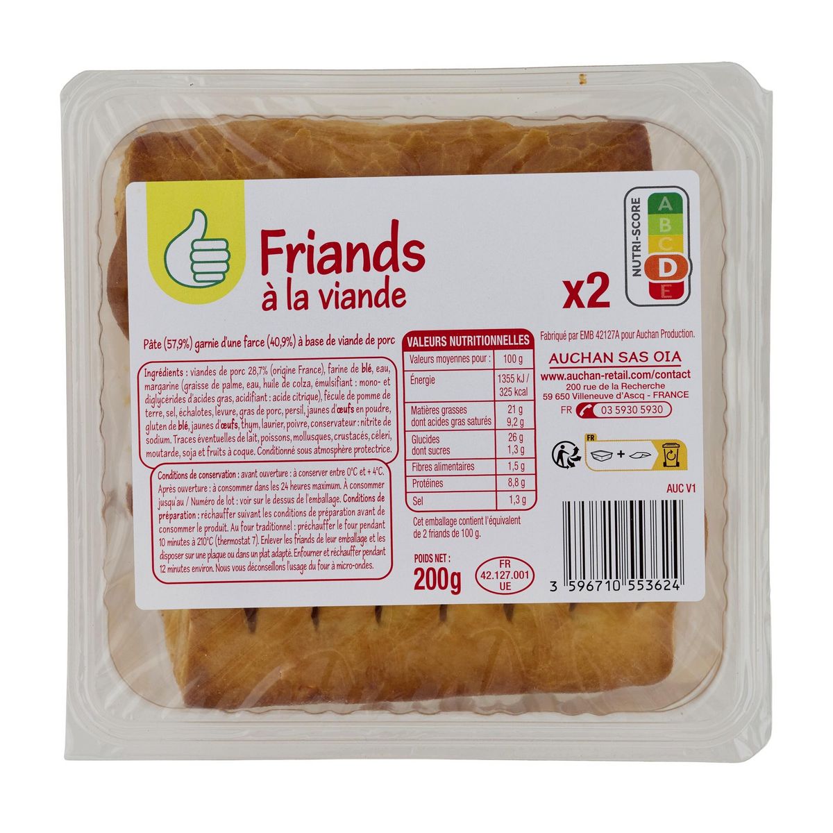 POUCE Friands à la viande 2 pièces 200g