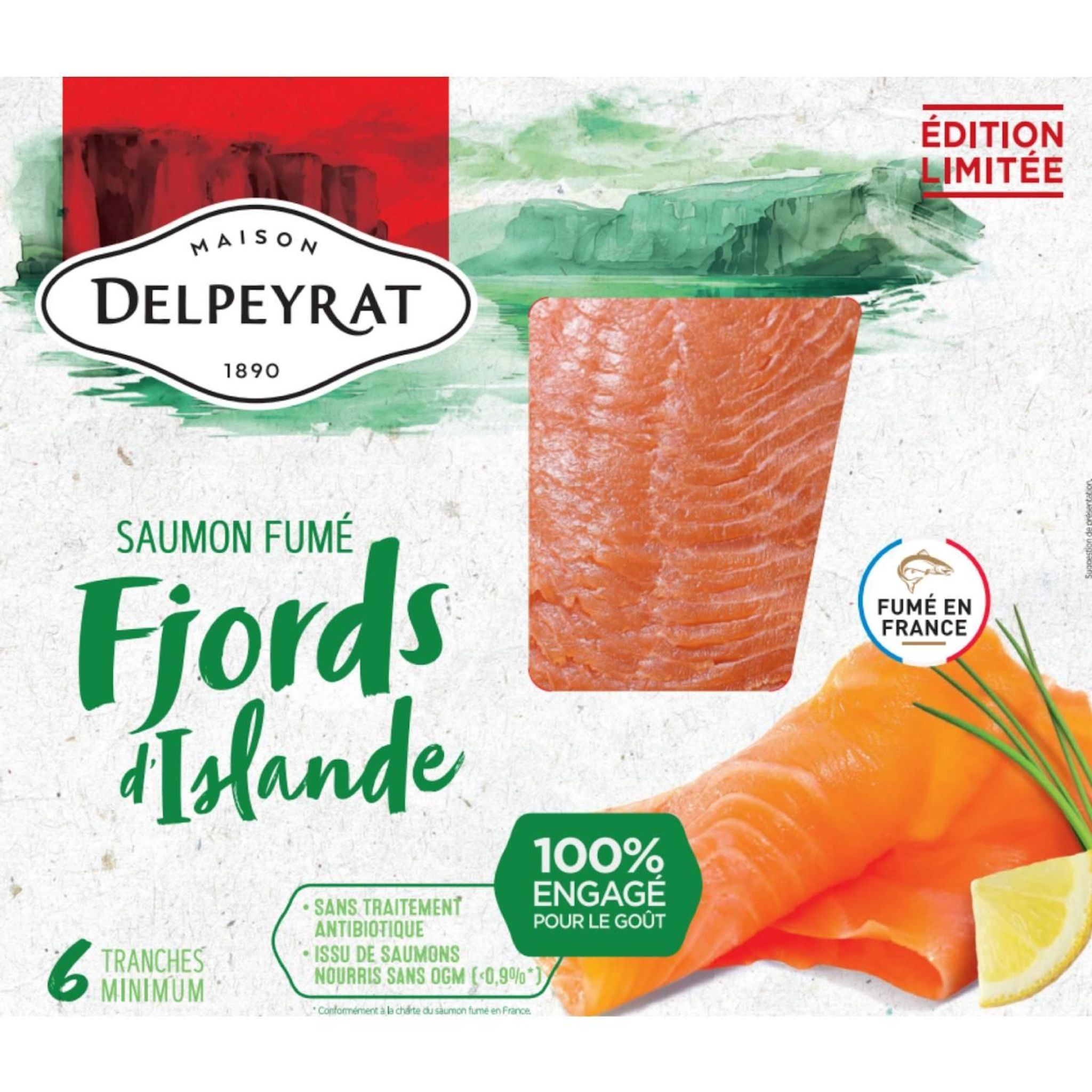 DELPEYRAT Saumon fumé des Fjords d'Islande 6 tranches 170g