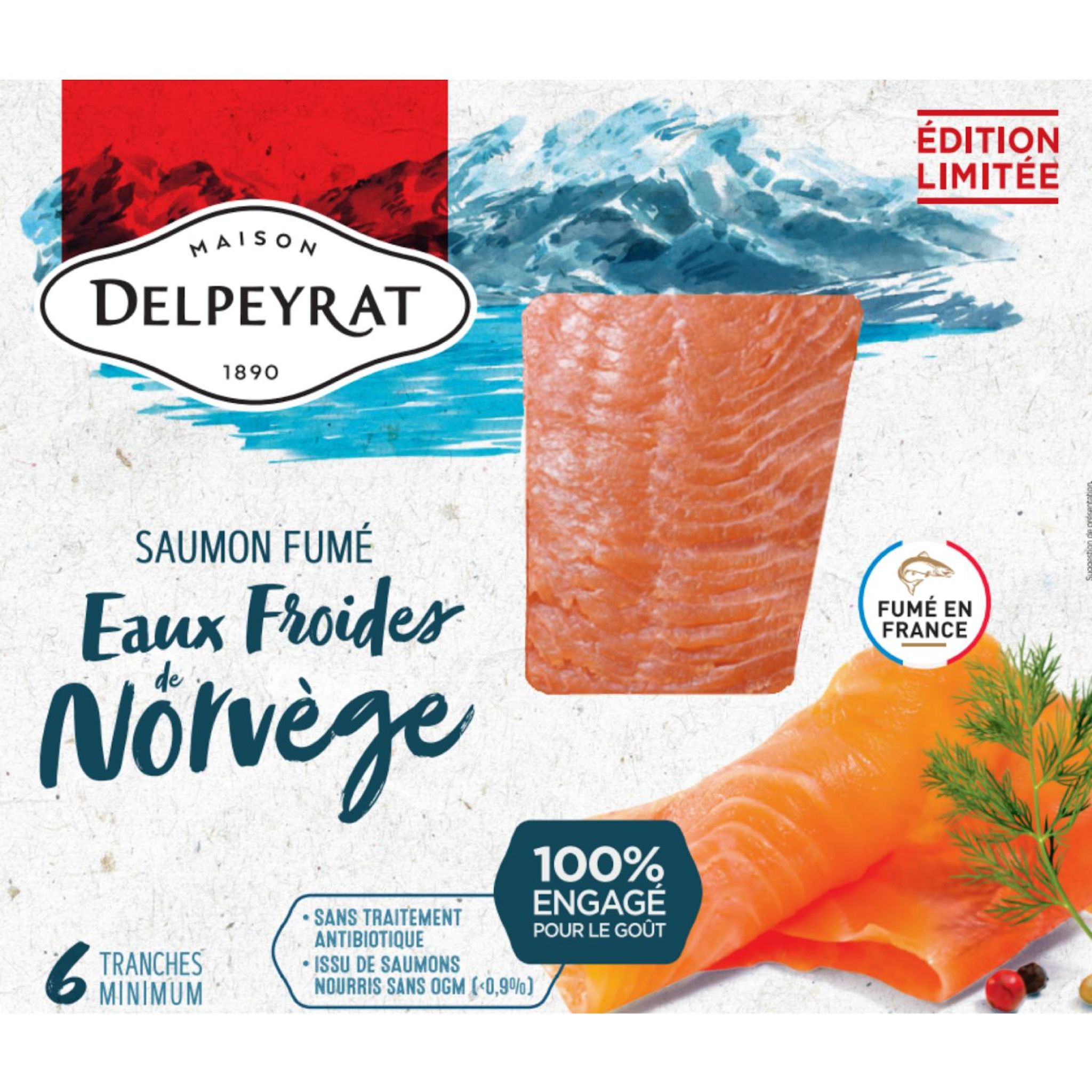 DELPEYRAT Saumon fumé des Fjords Arctiques 6 tranches 195g