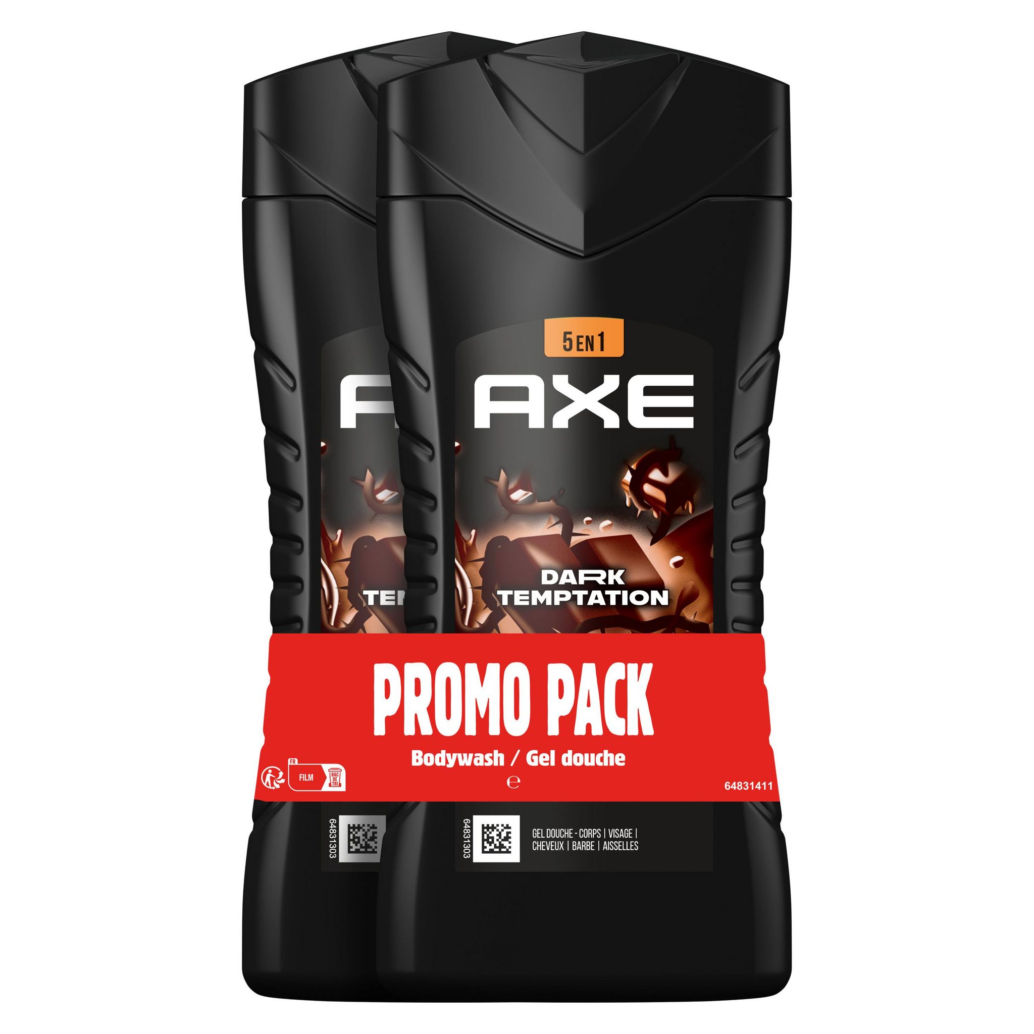 AXE Gel douche 5 en 1 dark temptation 2x250ml