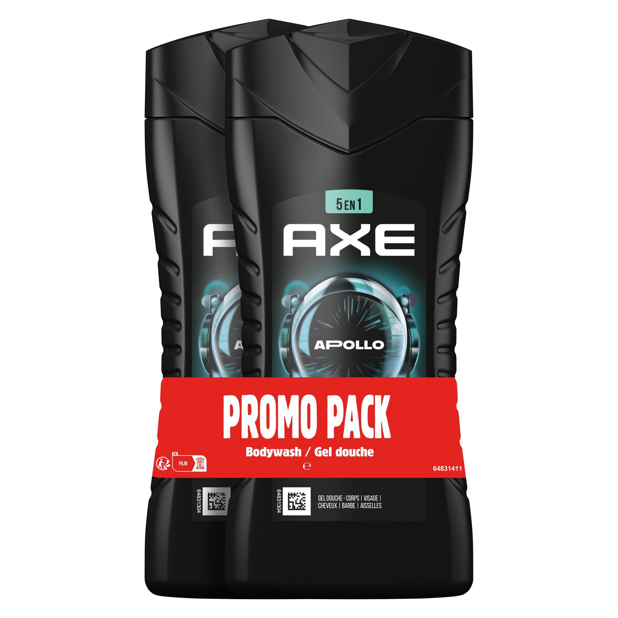 AXE Gel douche 5 en 1 apollo 2x250ml