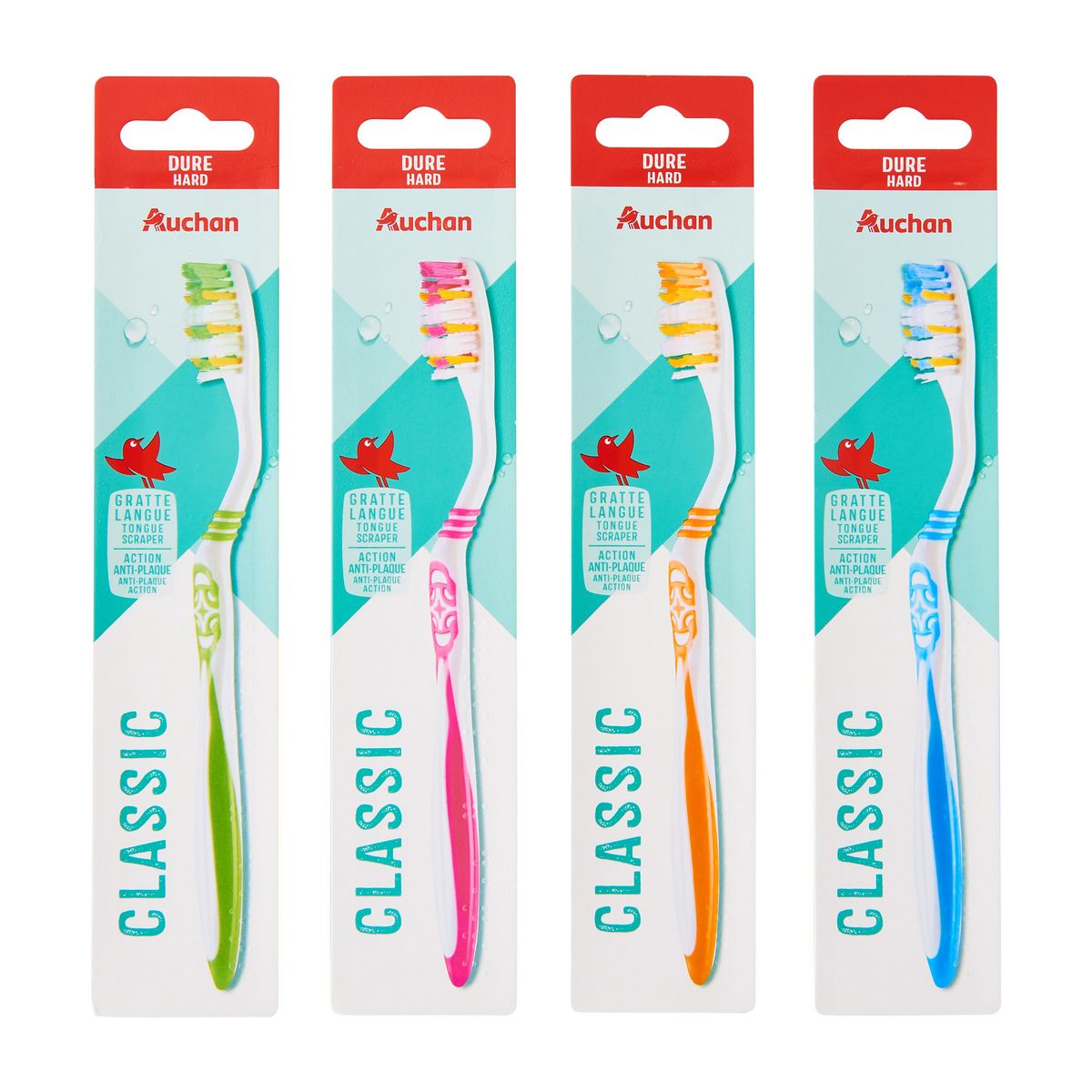 AUCHAN Brosse à dents dure 1 brosse