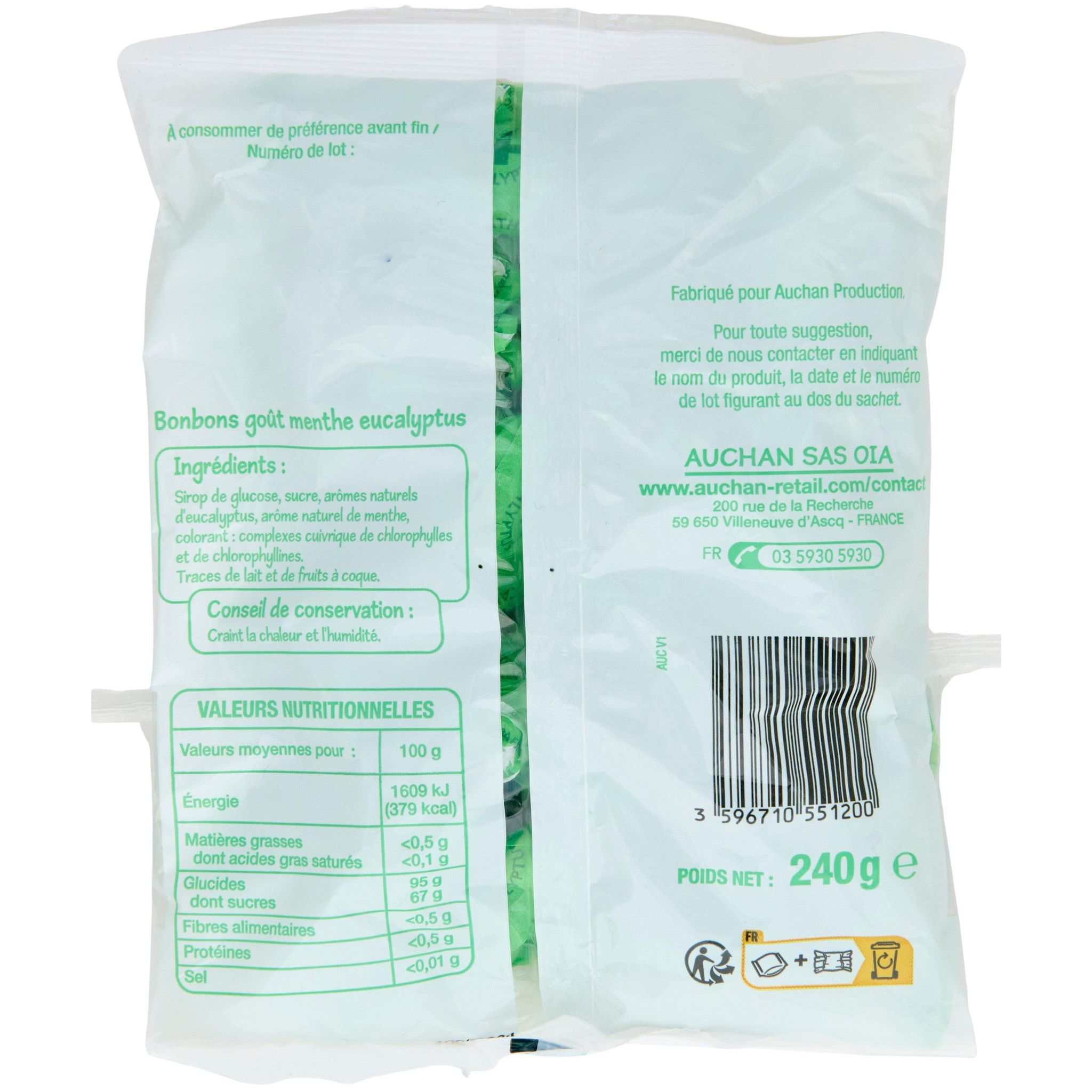 Voir la diapositive 2 : POUCE Bonbons goût menthe eucalyptus 240g