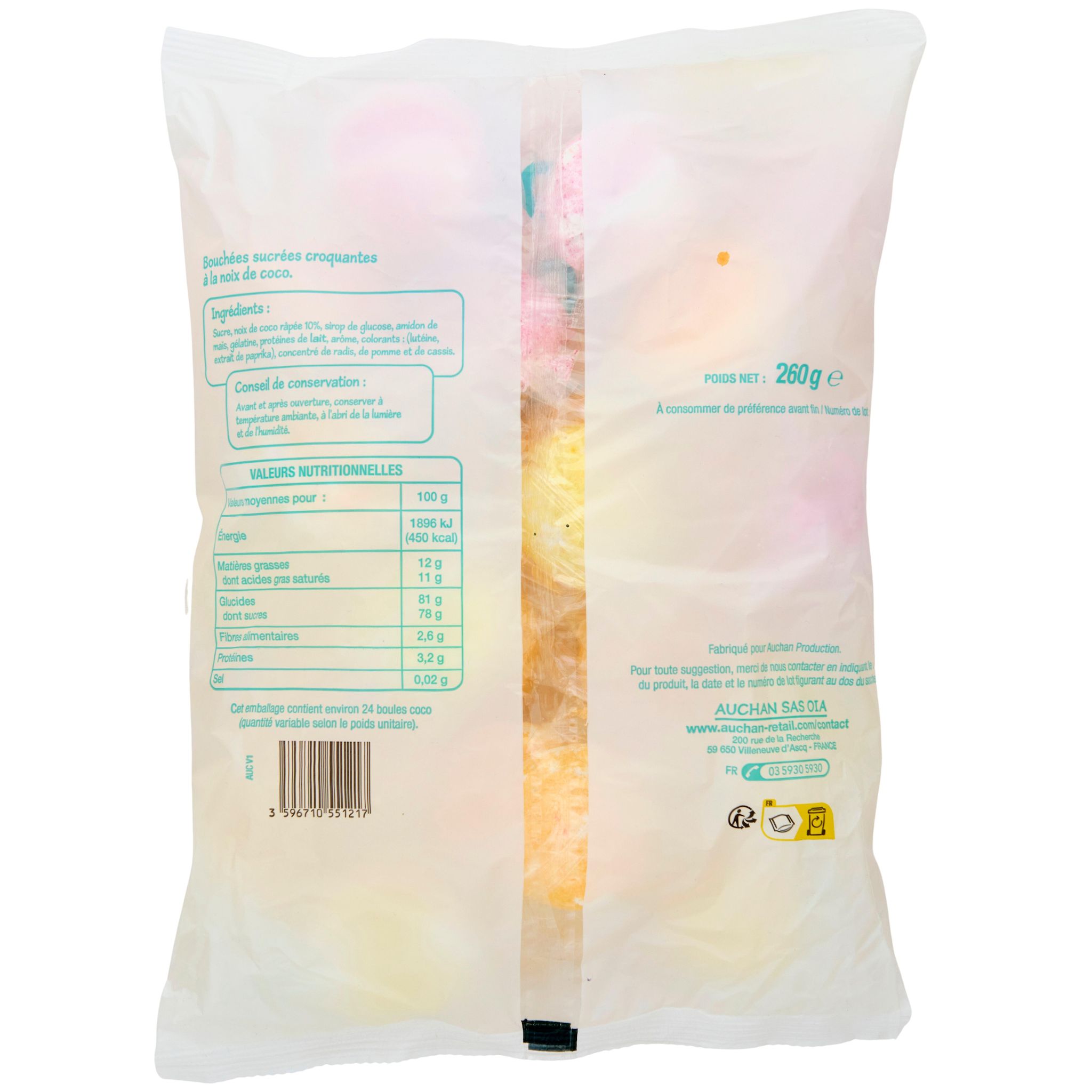 Voir la diapositive 2 : POUCE Bonbons boules coco 260g
