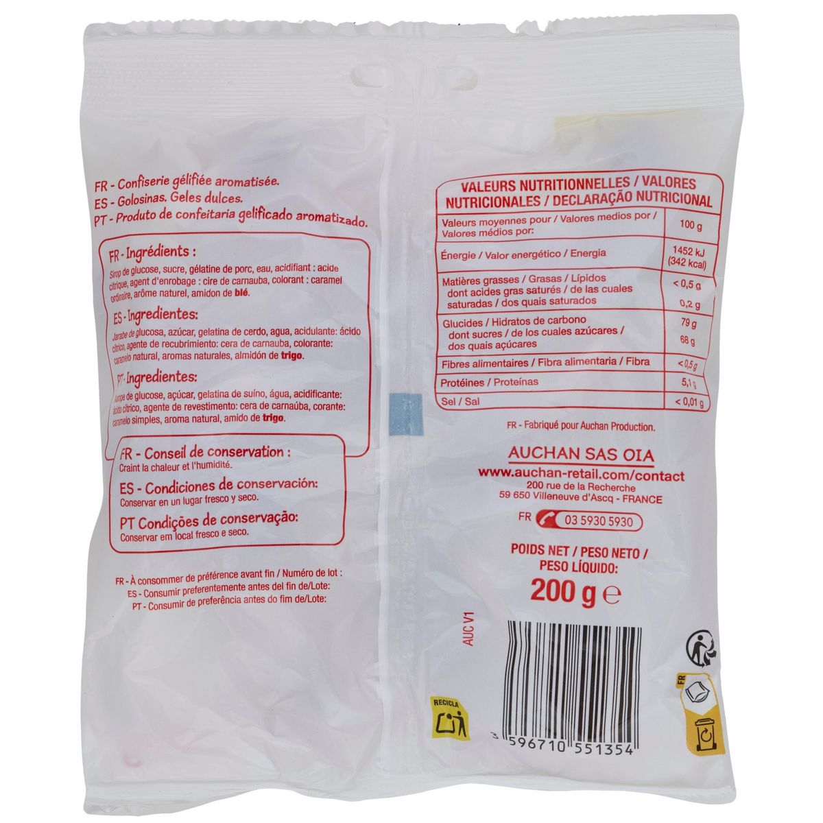 POUCE Bonbons bouteilles goût cola 200g