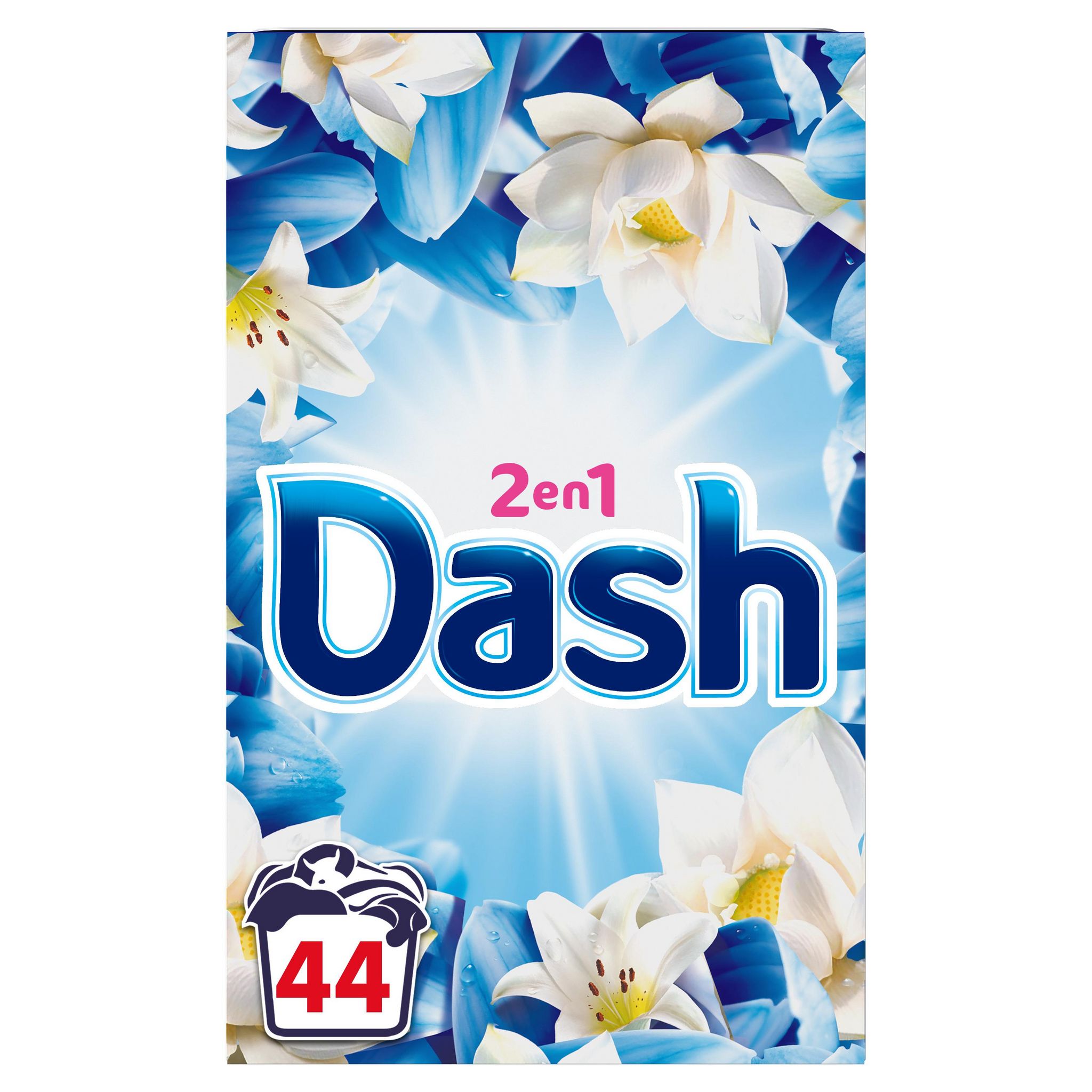 DASH Lessive poudre air frais et fleurs blanches 44 lavages 2.2kg