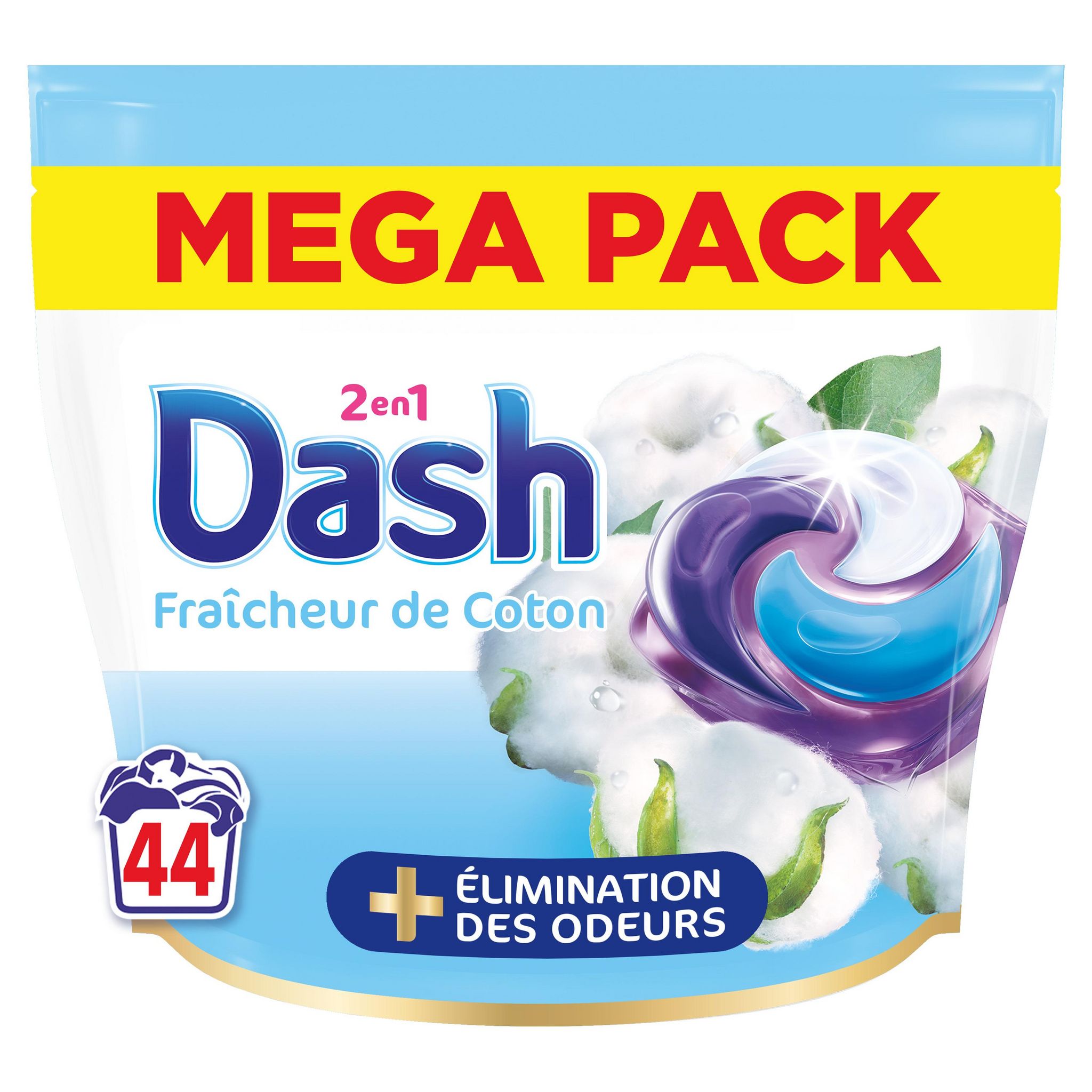 DASH Lessive capsules fraîcheur de coton 44 caps 1.0208KG