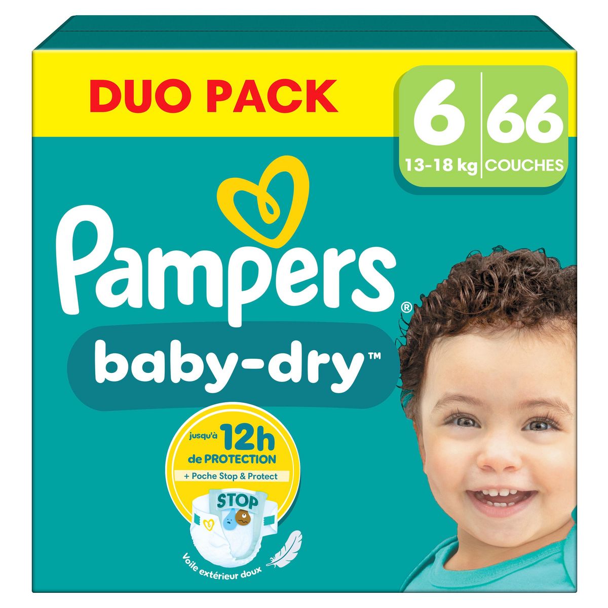 PAMPERS Baby Dry couches taille 6 (13-18kg) 66 couches