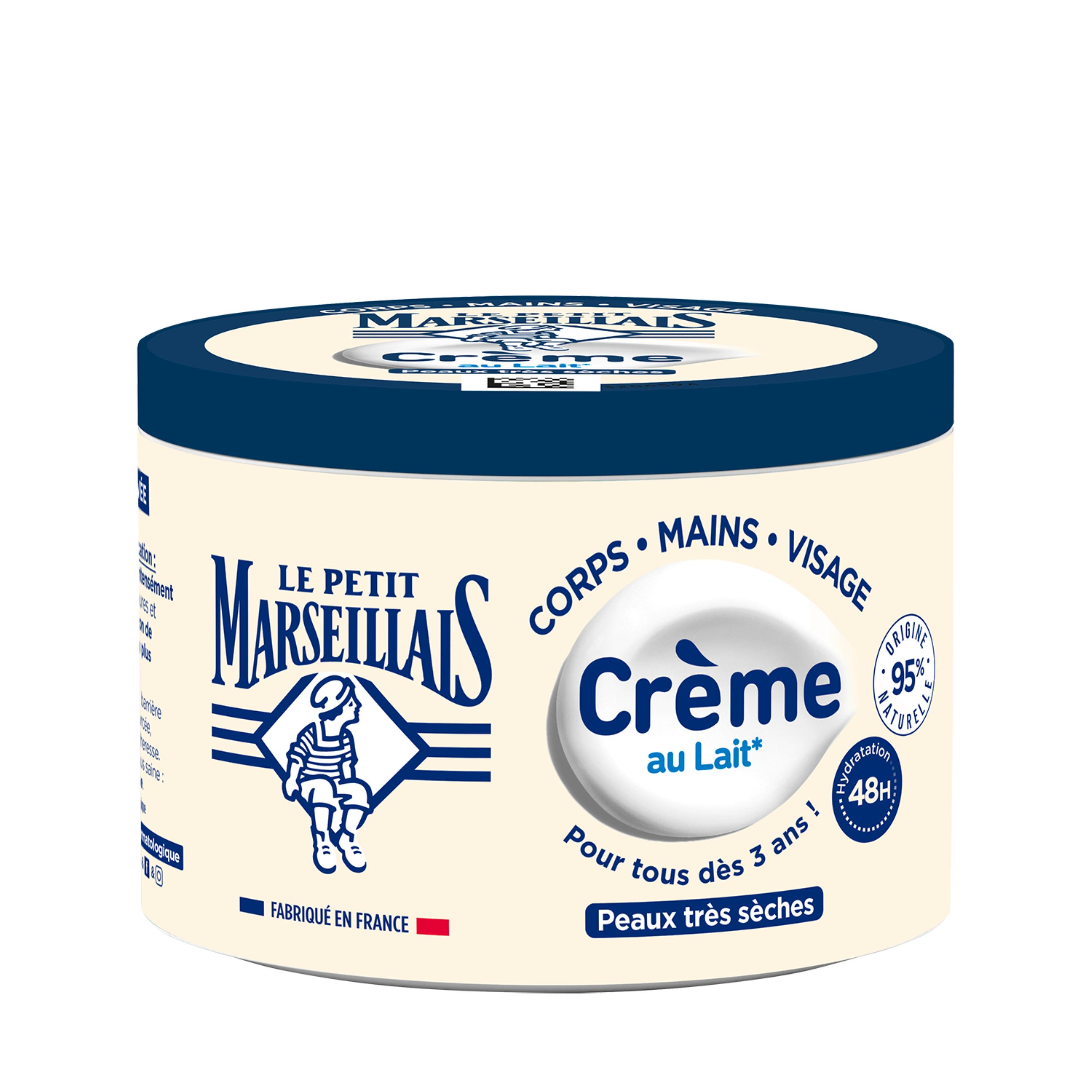 Voir la diapositive 2 : LE PETIT MARSEILLAIS Crème hydratante corps mains visage au lait peaux très sèches 360ml