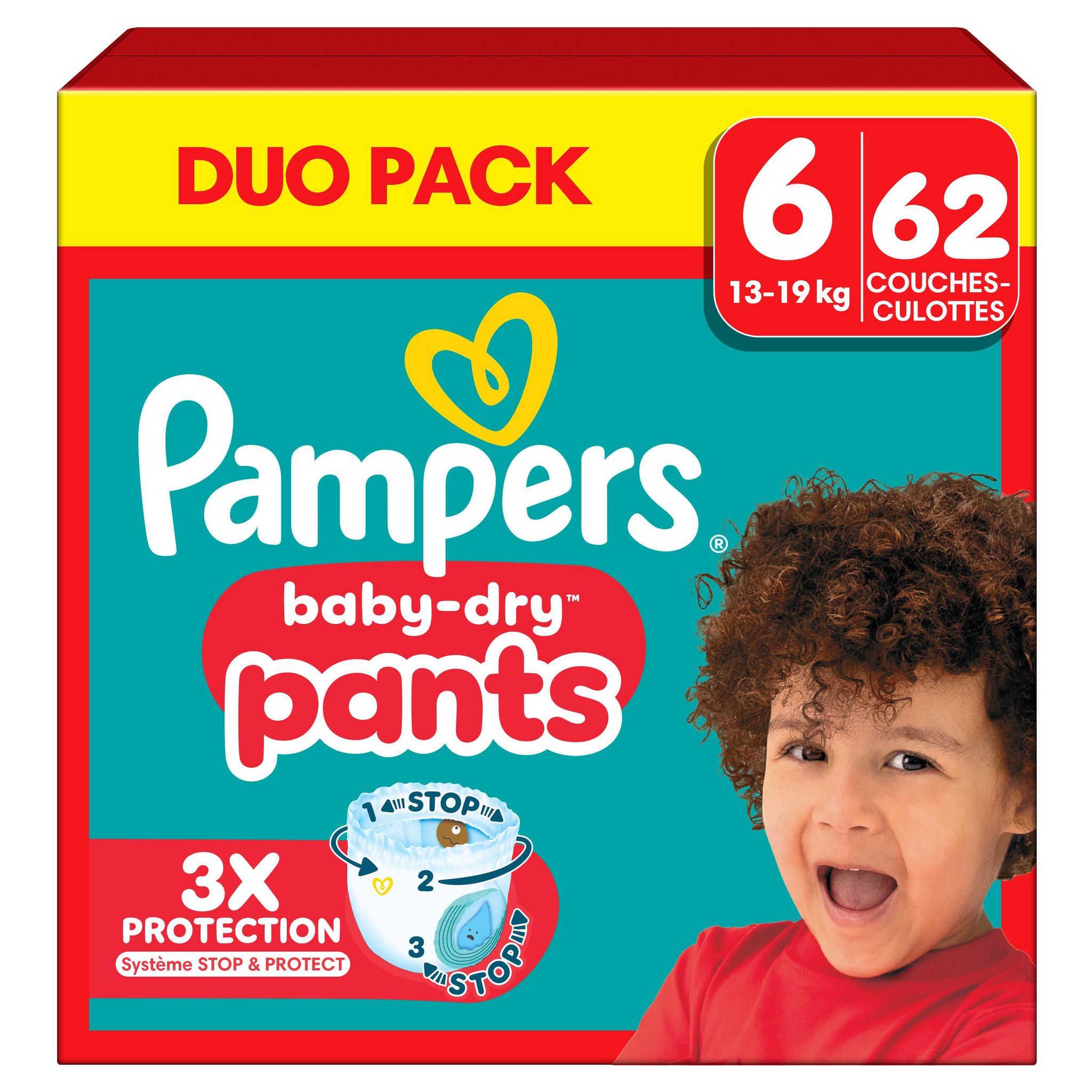 Voir la diapositive 2 : PAMPERS Baby Dry couches-culottes taille 6 (13-19kg) 62 couches-culottes