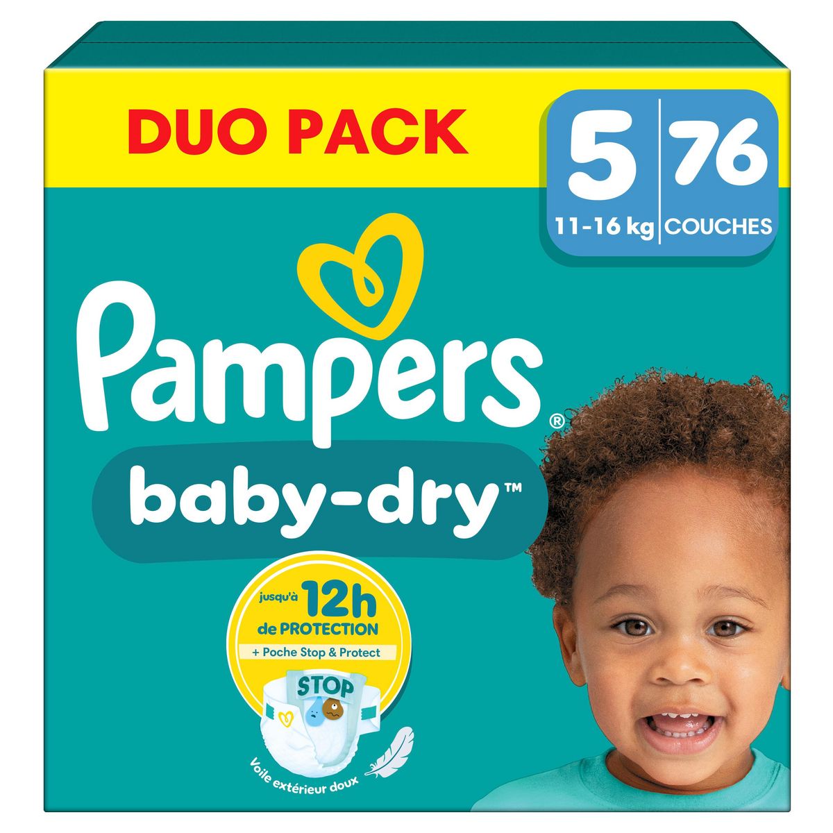 PAMPERS Baby Dry Couches taille 5 (11-16kg) 76 couches