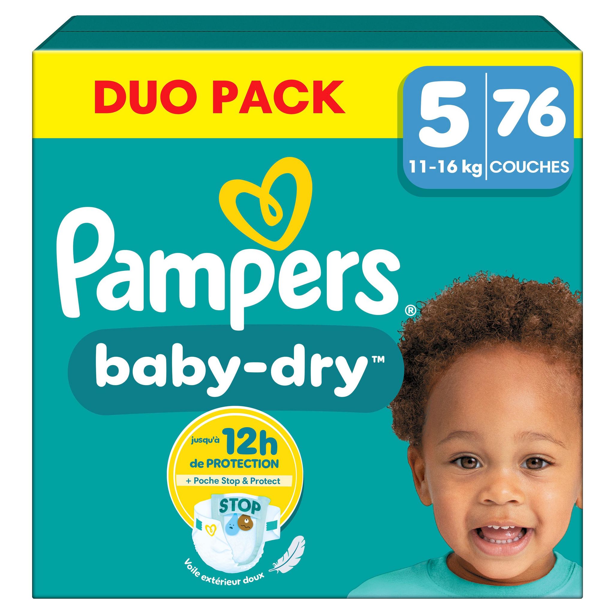 Voir la diapositive 2 : PAMPERS Baby Dry Couches taille 5 (11-16kg) 76 couches