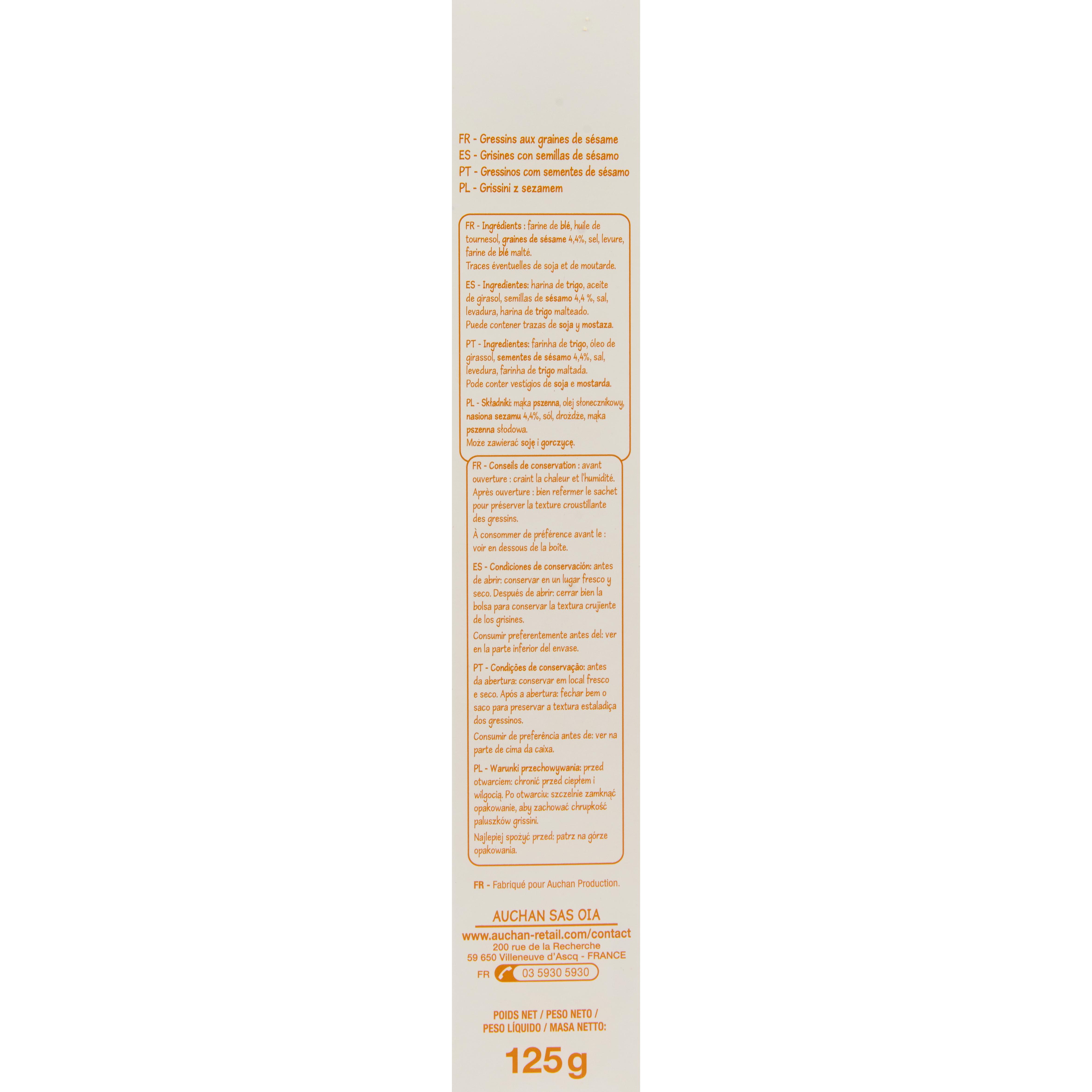 Voir la diapositive 3 : POUCE Gressins au sésame 125g