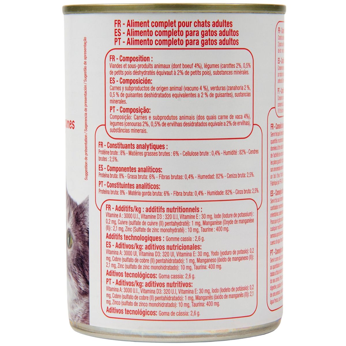 POUCE Boîte patée au boeuf et légumes pour chat 400g