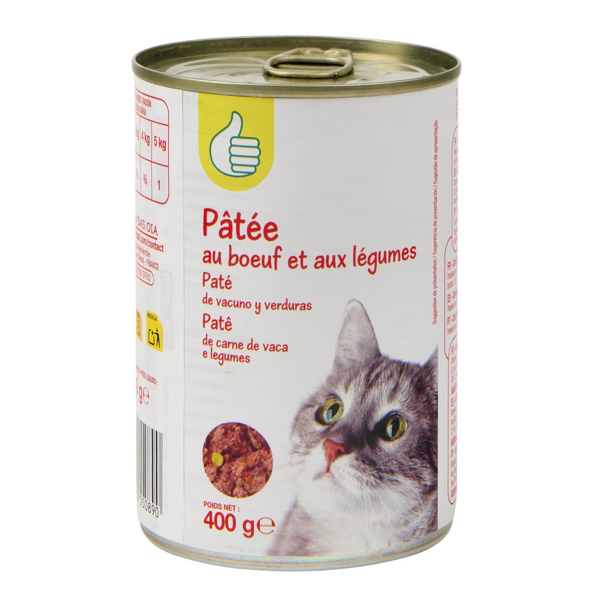 POUCE Boîte patée au boeuf et légumes pour chat 400g