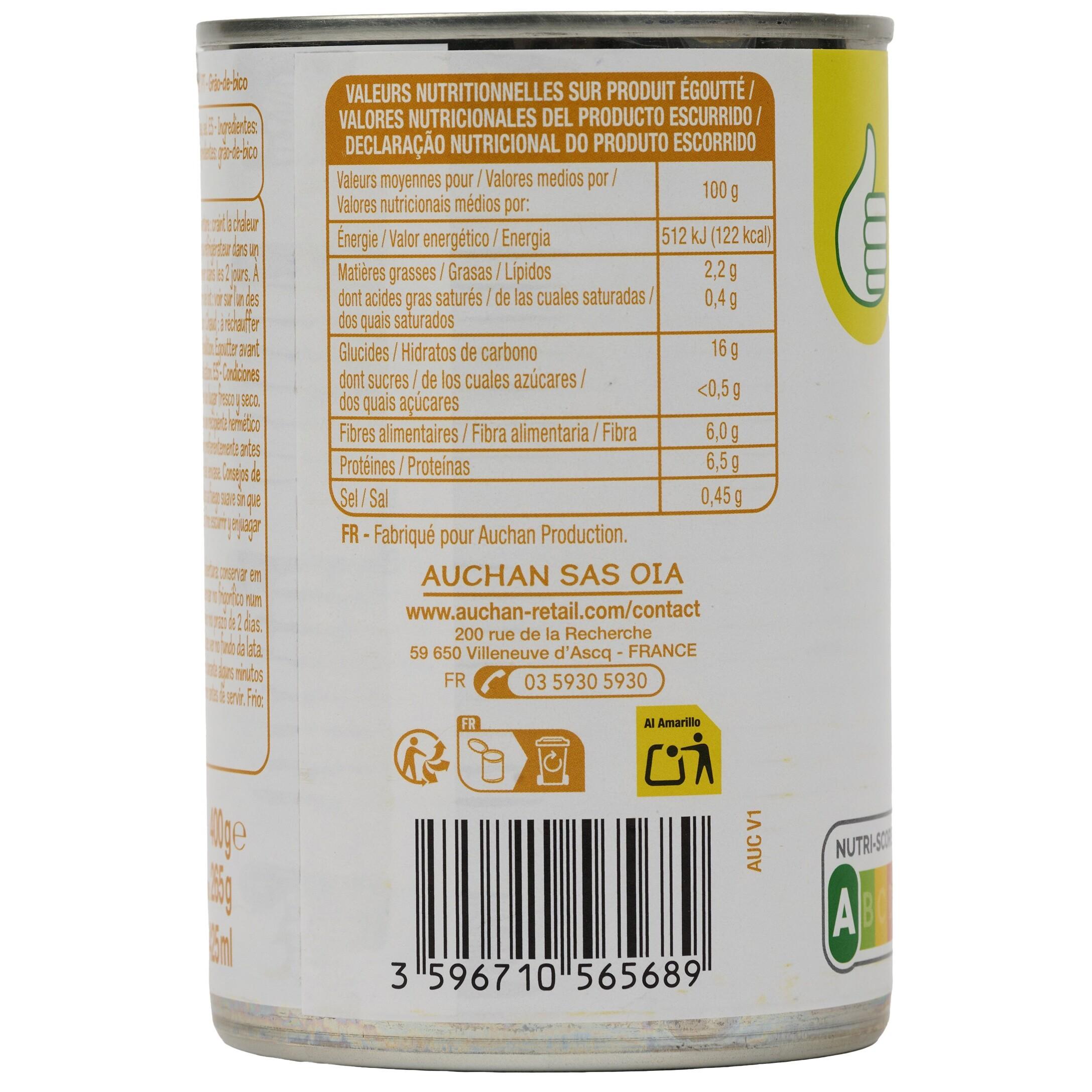 Voir la diapositive 4 : POUCE Pois chiches 400g