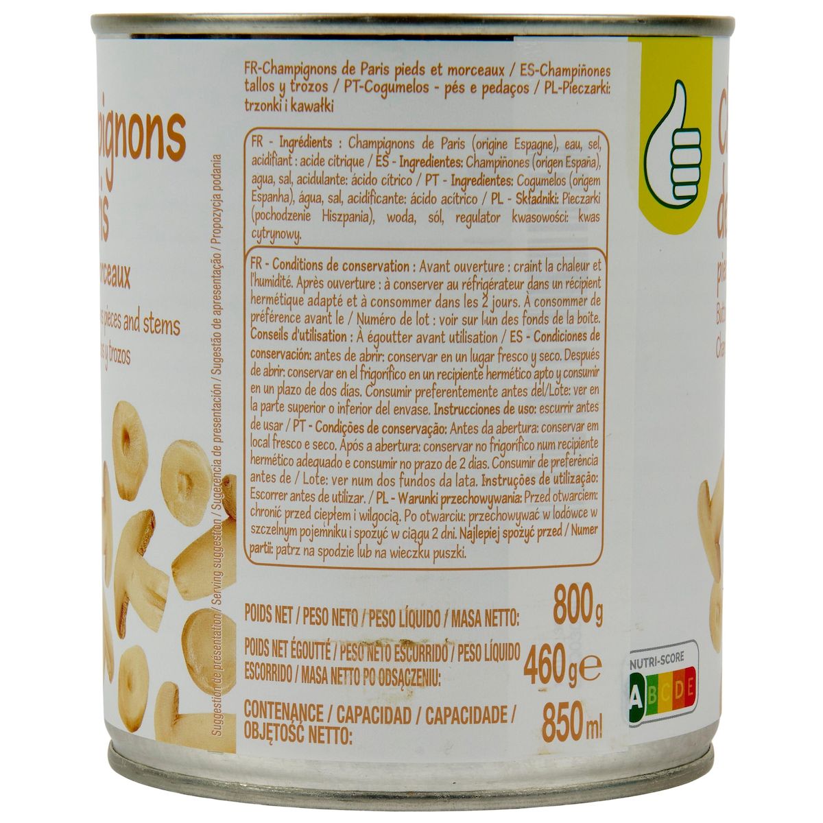 POUCE Champignons de Paris pieds et morceaux 460g