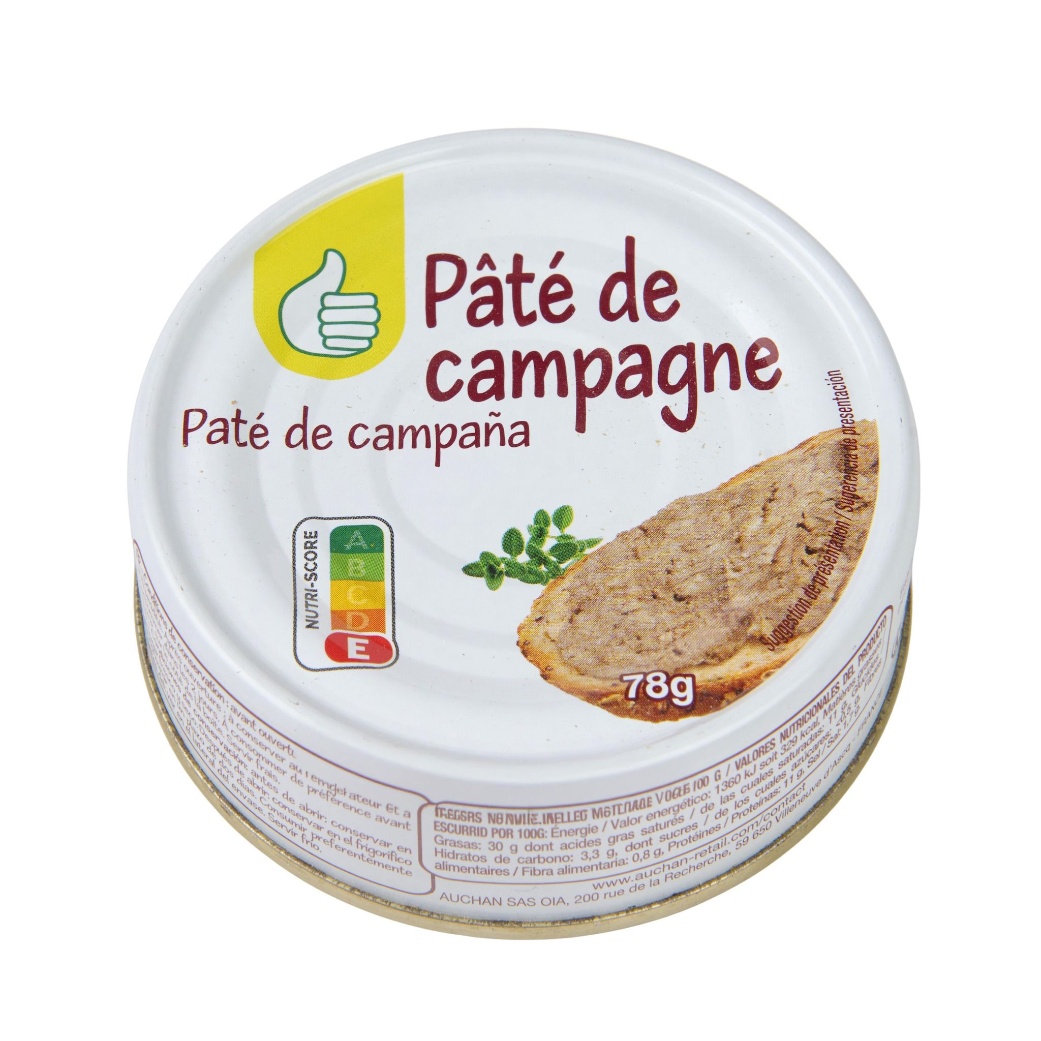 Voir la diapositive 3 : POUCE Pâté de campagne 78g