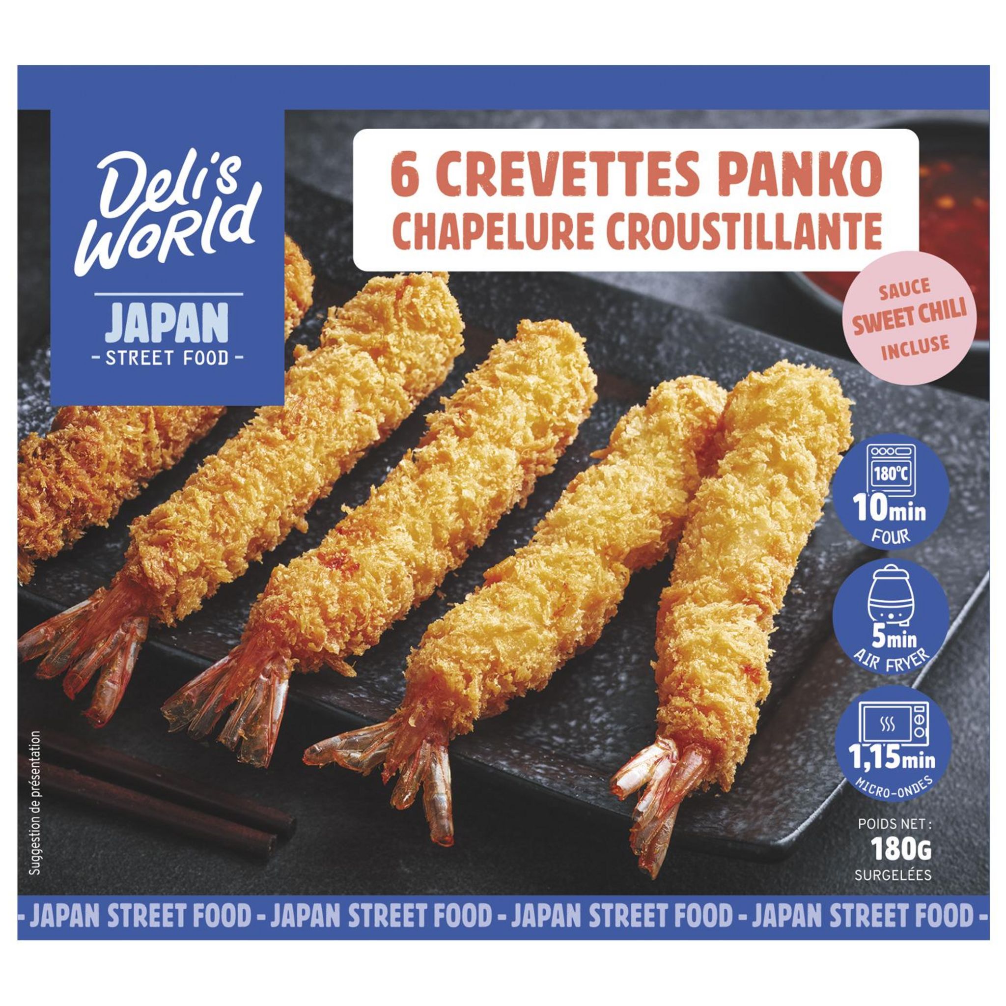 DELI'S WORLD Crevettes panko chapelure croustillante 6 pièces 180g