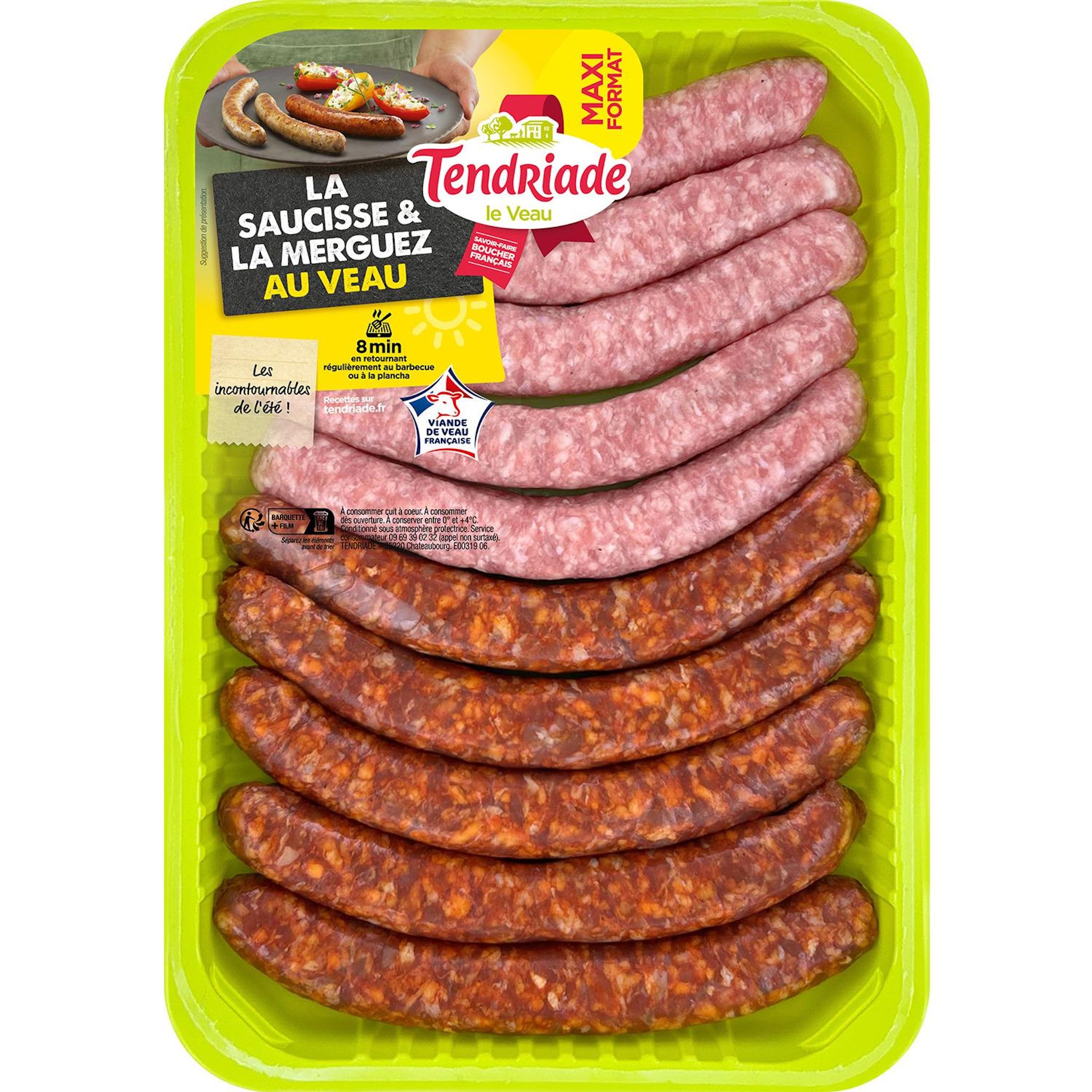 TENDRIADE Assortiment de saucisses et merguez, maxi format 0.660 kg