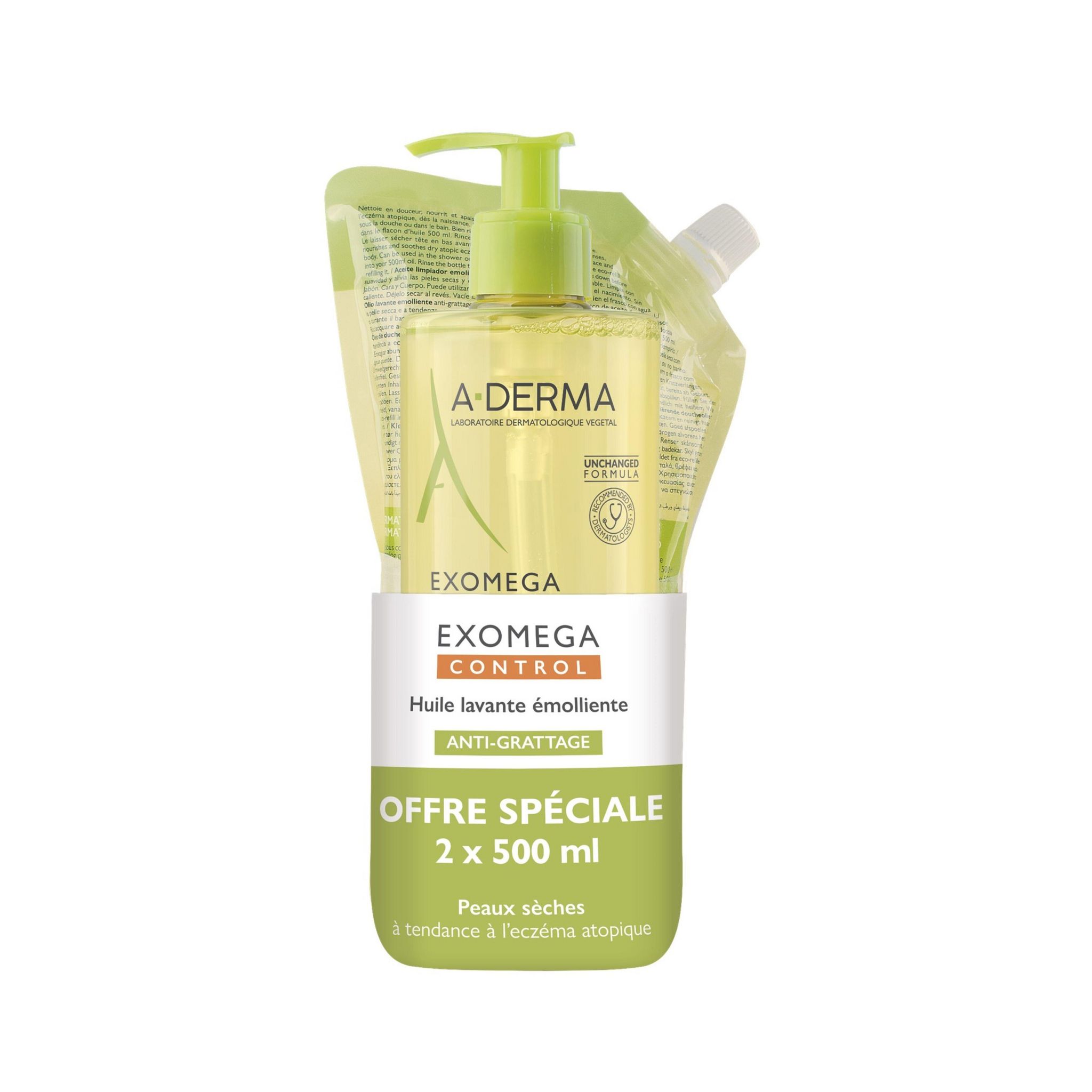 A-DERMA Huile lavante émolliente anti-grattage 2X500ml