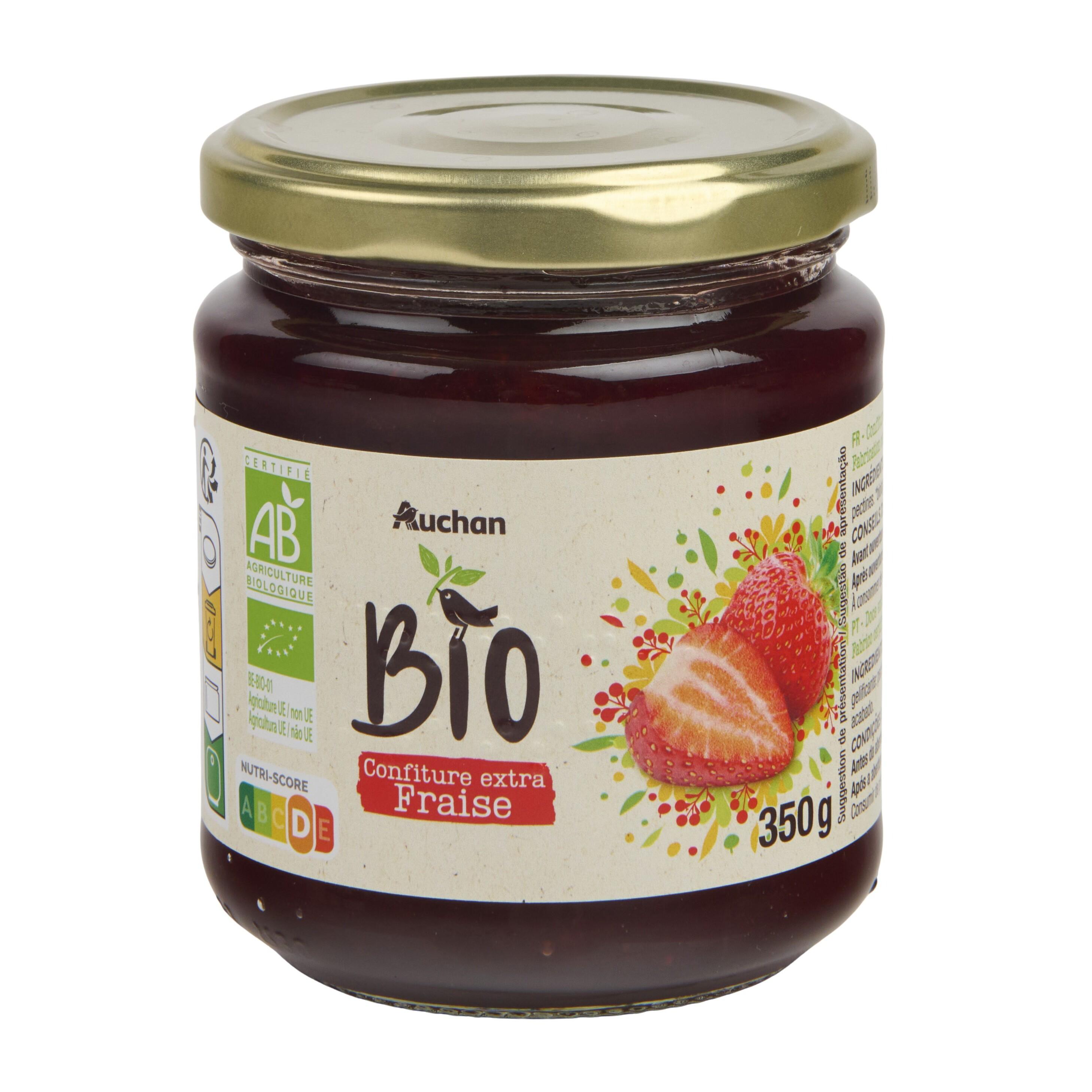 Voir la diapositive 2 : AUCHAN BIO Confiture extra fraise bio 350g