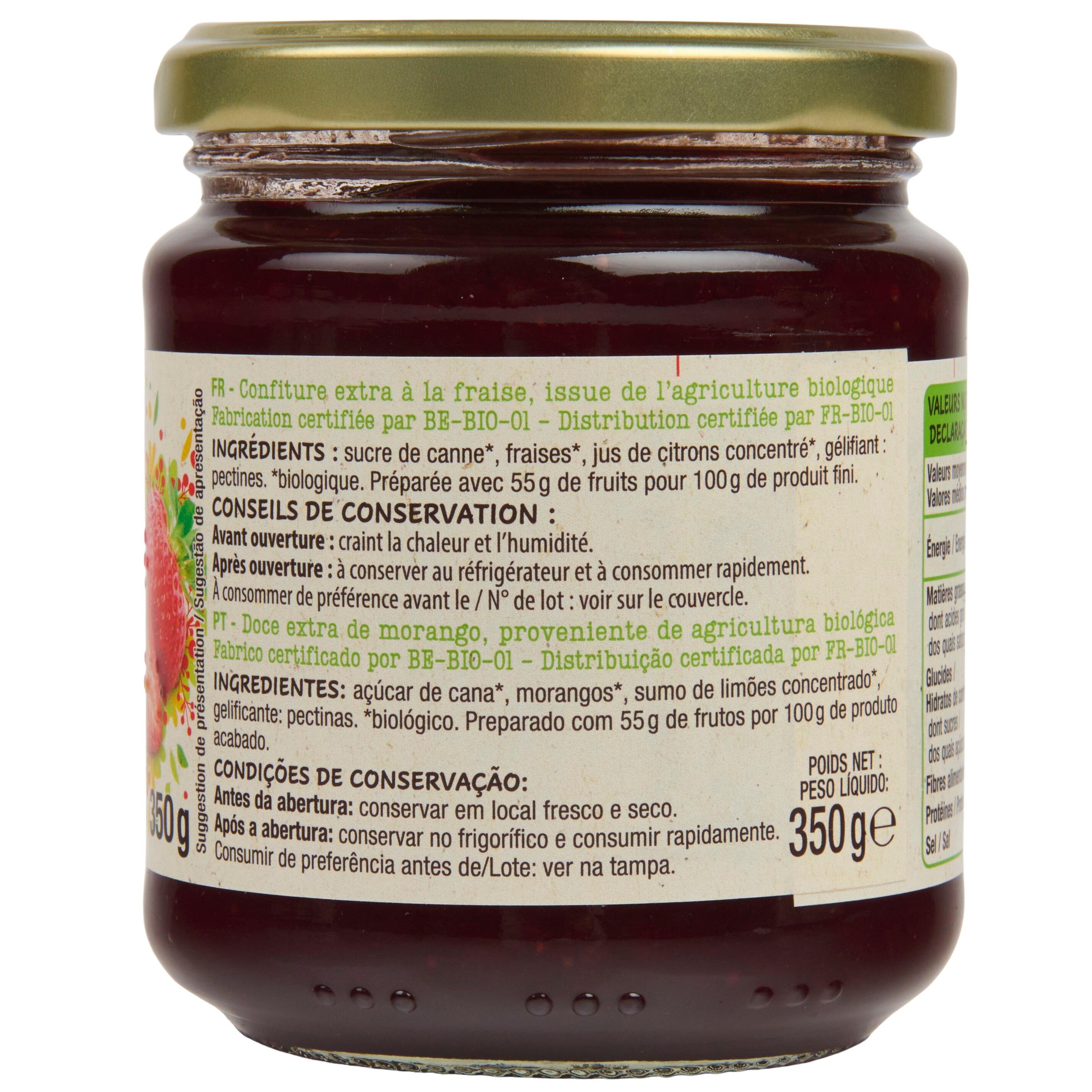 Voir la diapositive 4 : AUCHAN BIO Confiture extra fraise bio 350g