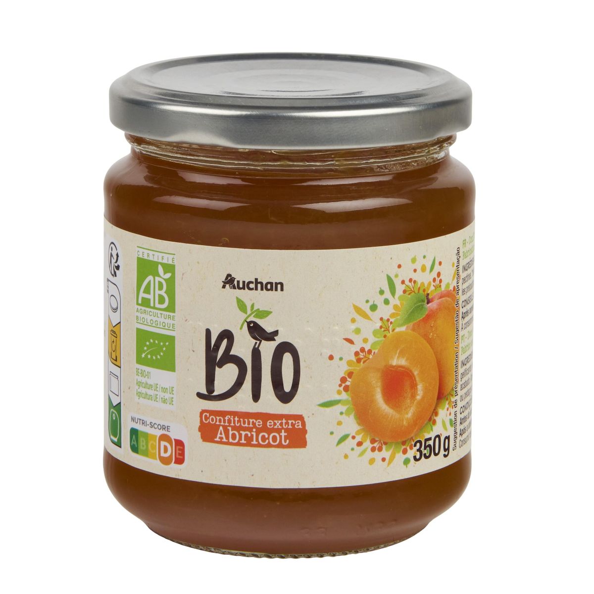AUCHAN BIO Confiture extra abricot bio 350g