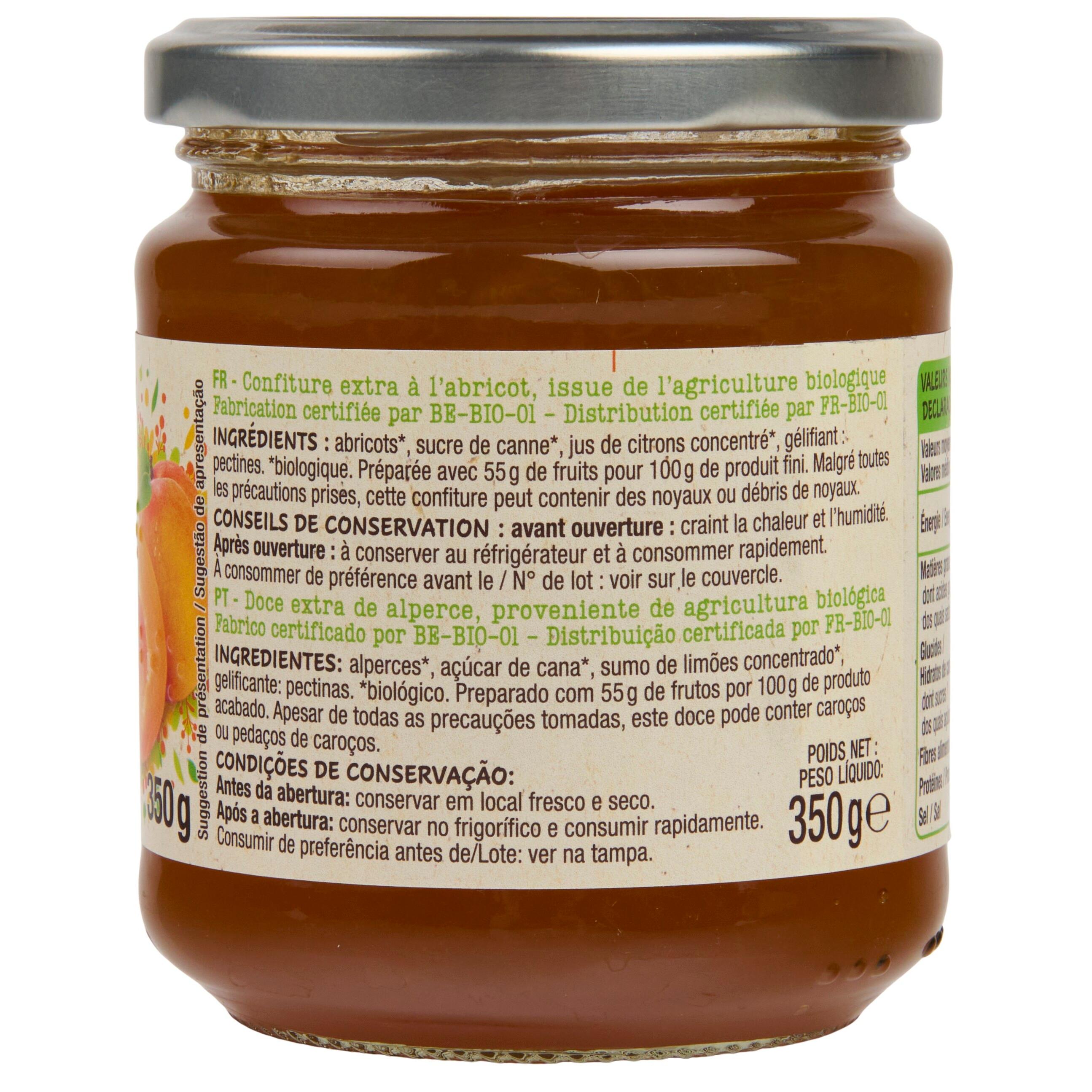 Voir la diapositive 3 : AUCHAN BIO Confiture extra abricot bio 350g