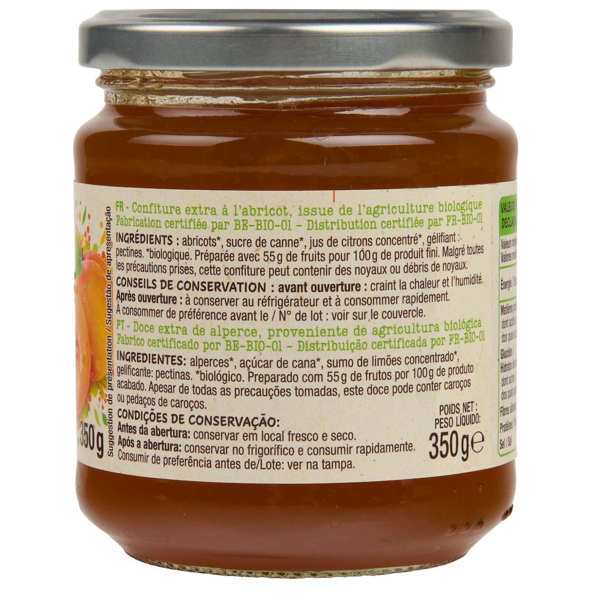 AUCHAN BIO Confiture extra abricot bio 350g