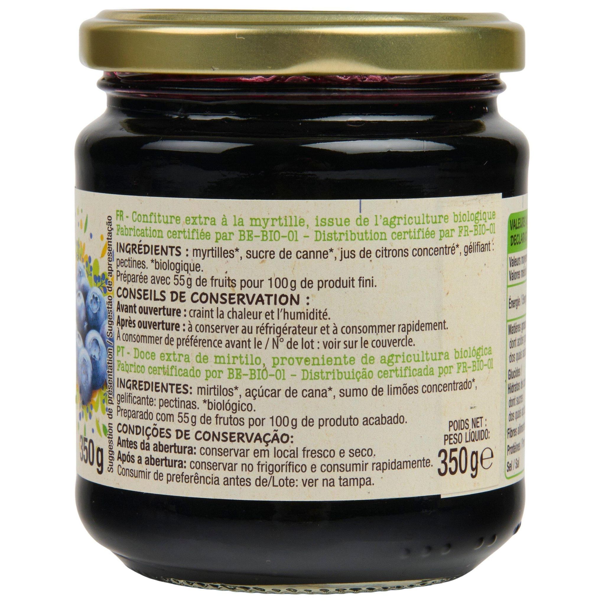 Voir la diapositive 3 : AUCHAN BIO Confiture extra myrtille bio 350g