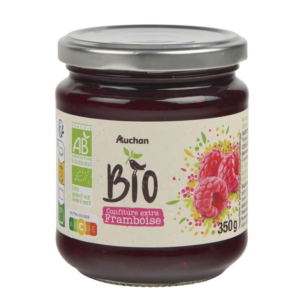 AUCHAN BIO Confiture extra framboise bio 350g
