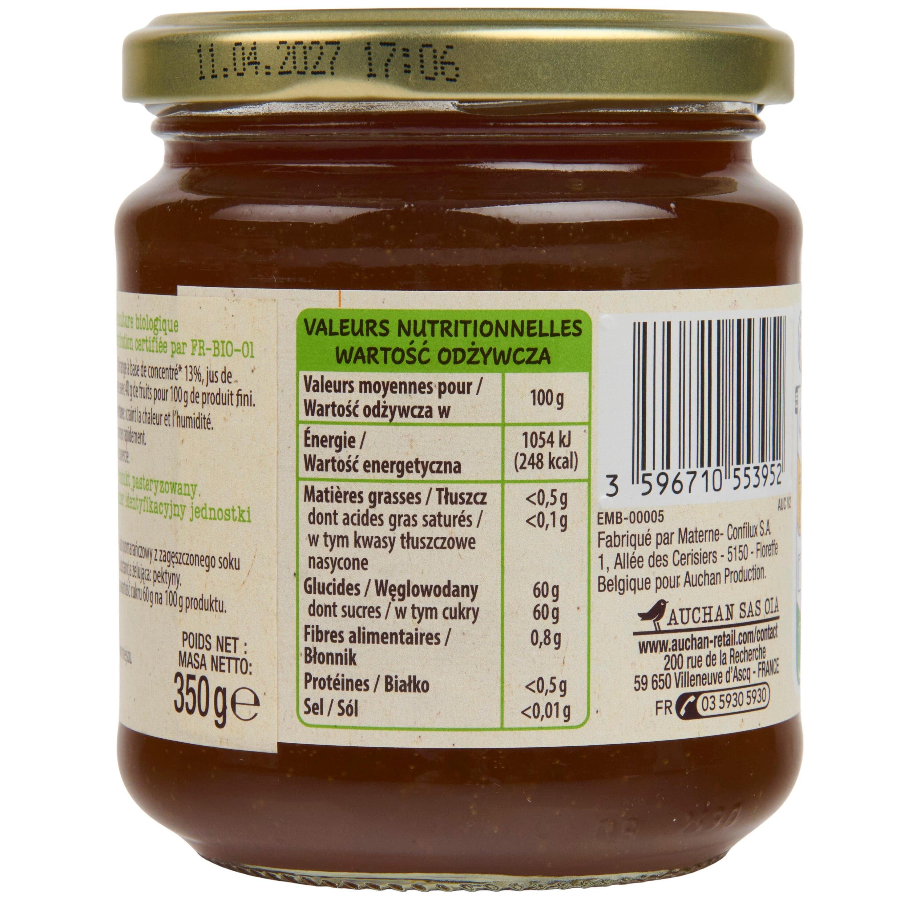 Voir la diapositive 5 : AUCHAN BIO Marmelade orange bio 350g